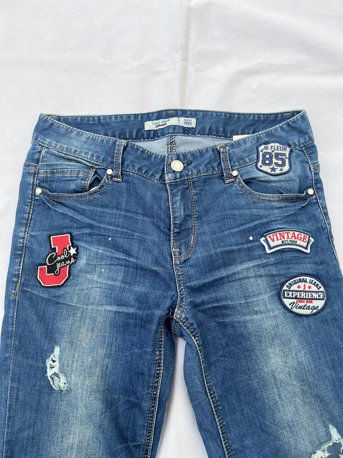 Japanese Brand Distressed Skinny Jeans Patchwork Y2K Style Size 36" / US 14 / IT 50 - 2 Thumbnail