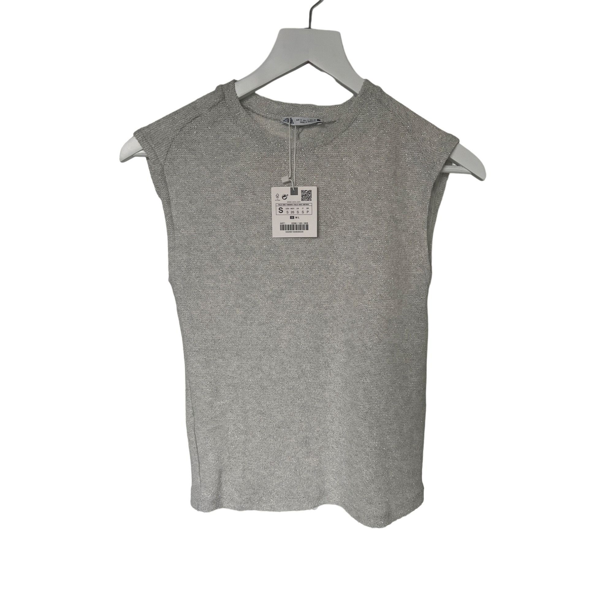 Zara Zara Silver Knit Metallic Thread Sleeveless Top & Maxi Skir Size S / US 4 / IT 40 - 13 Thumbnail