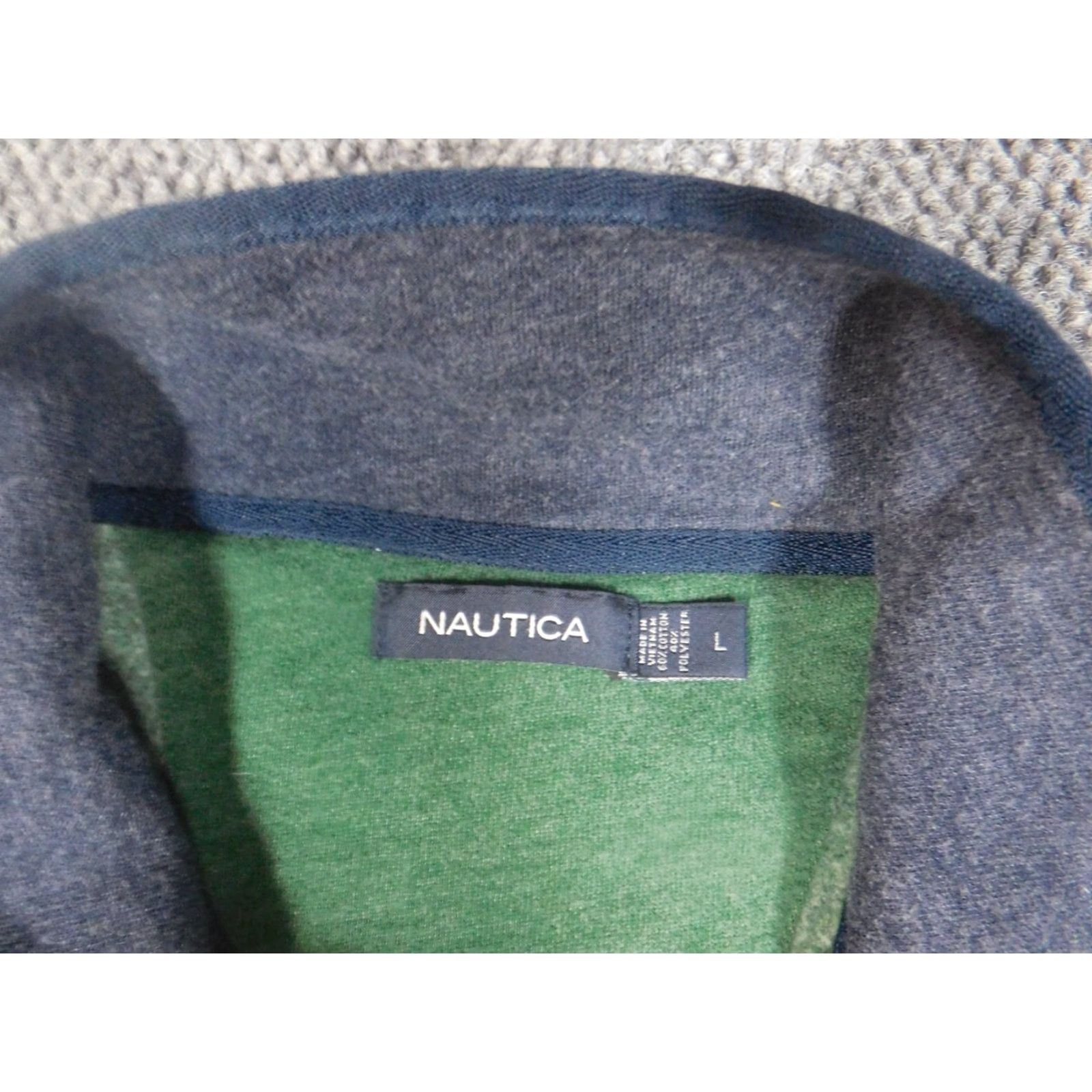 Nautica Nautica Sweater Pullover Long Sleeve Green Open-Knit 1/4 Zip Pockets Crew Neck Men L Regular Size US L / EU 52-54 / 3 - 6 Thumbnail