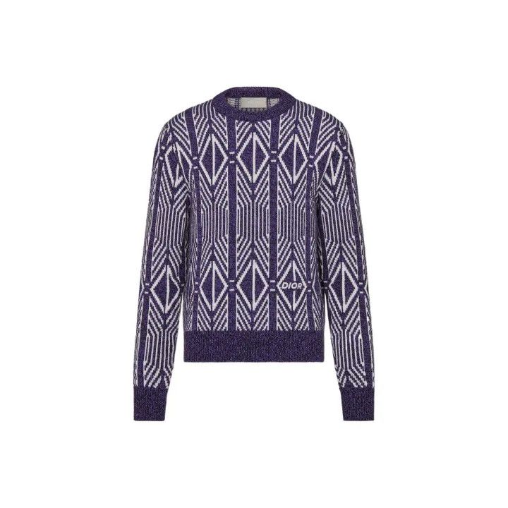 Dior Dior SS22 Purple Diamond Pattern Sweater 0079 Size US L / EU 52-54 / 3 - 1 Thumbnail