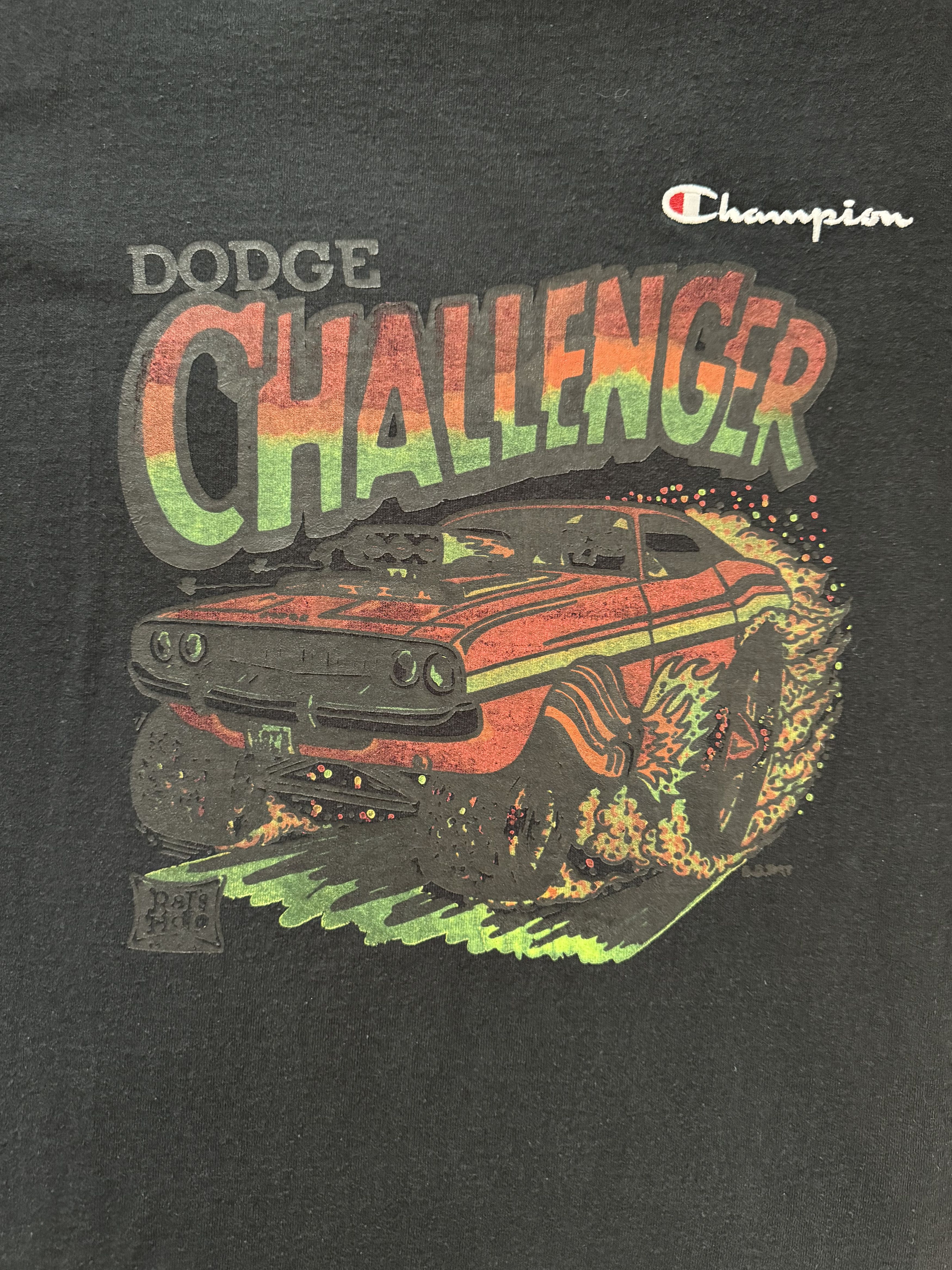 Champion × Chrysler × Vintage Vintage 90s Dodge Challenger T-shirt Size US XL / EU 56 / 4 - 3 Thumbnail