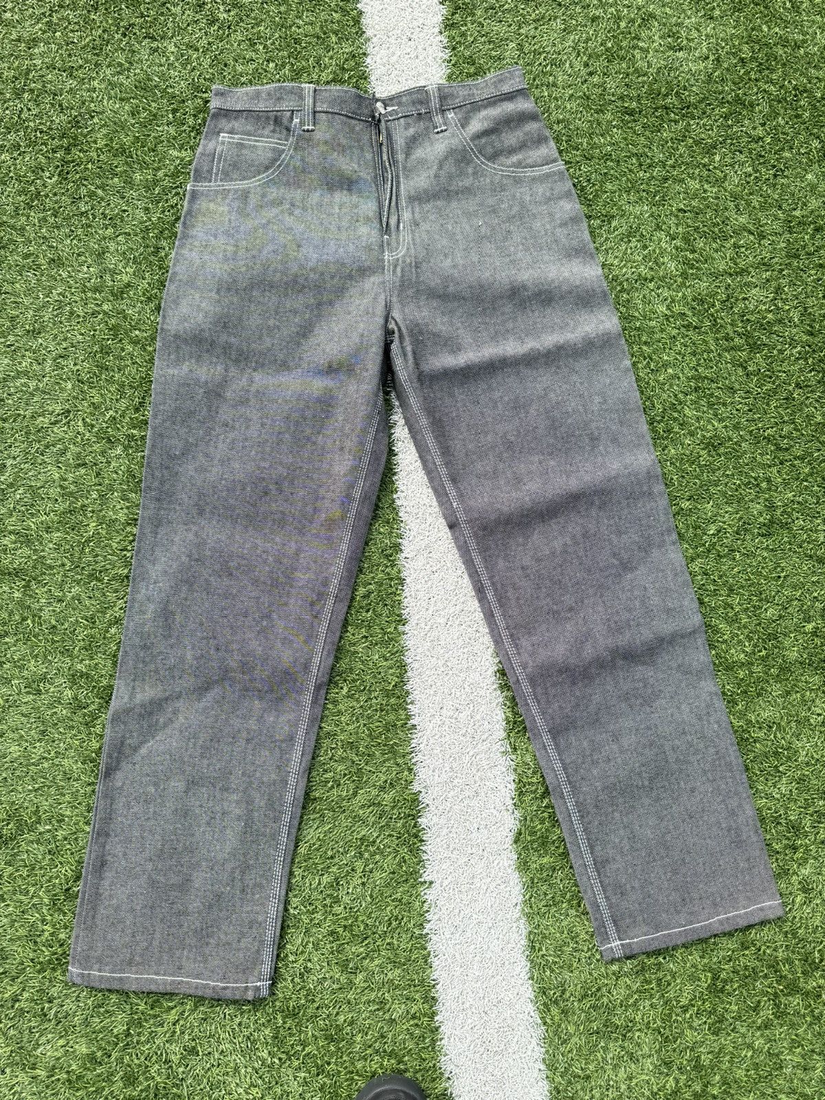 Calvin Klein × Vintage Vintage Calvin Klein Y2K Silver Baggy Denim Jeans Size US 34 / EU 50 - 11 Thumbnail