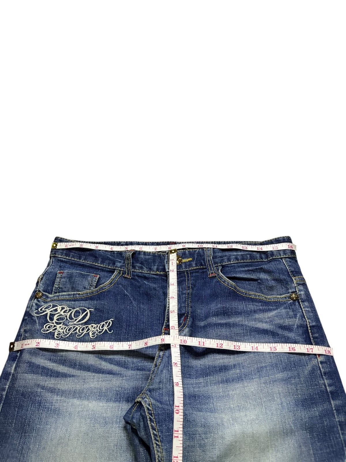 Ed Hardy Vintage Red Pepper Mud Wash Embroidery Jeans Size US 32 / EU 48 - 12 Thumbnail