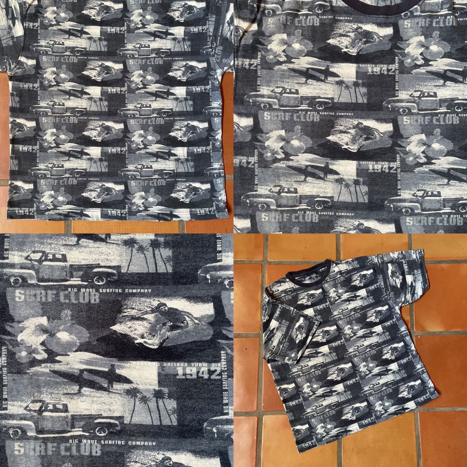 Sideout VINTAGE Side Out Shirt Mens Medium Blue Graphic Print 1942 Surf Club Logo 90s Hipster USA Sports Size US M / EU 48-50 / 2 - 8 Thumbnail