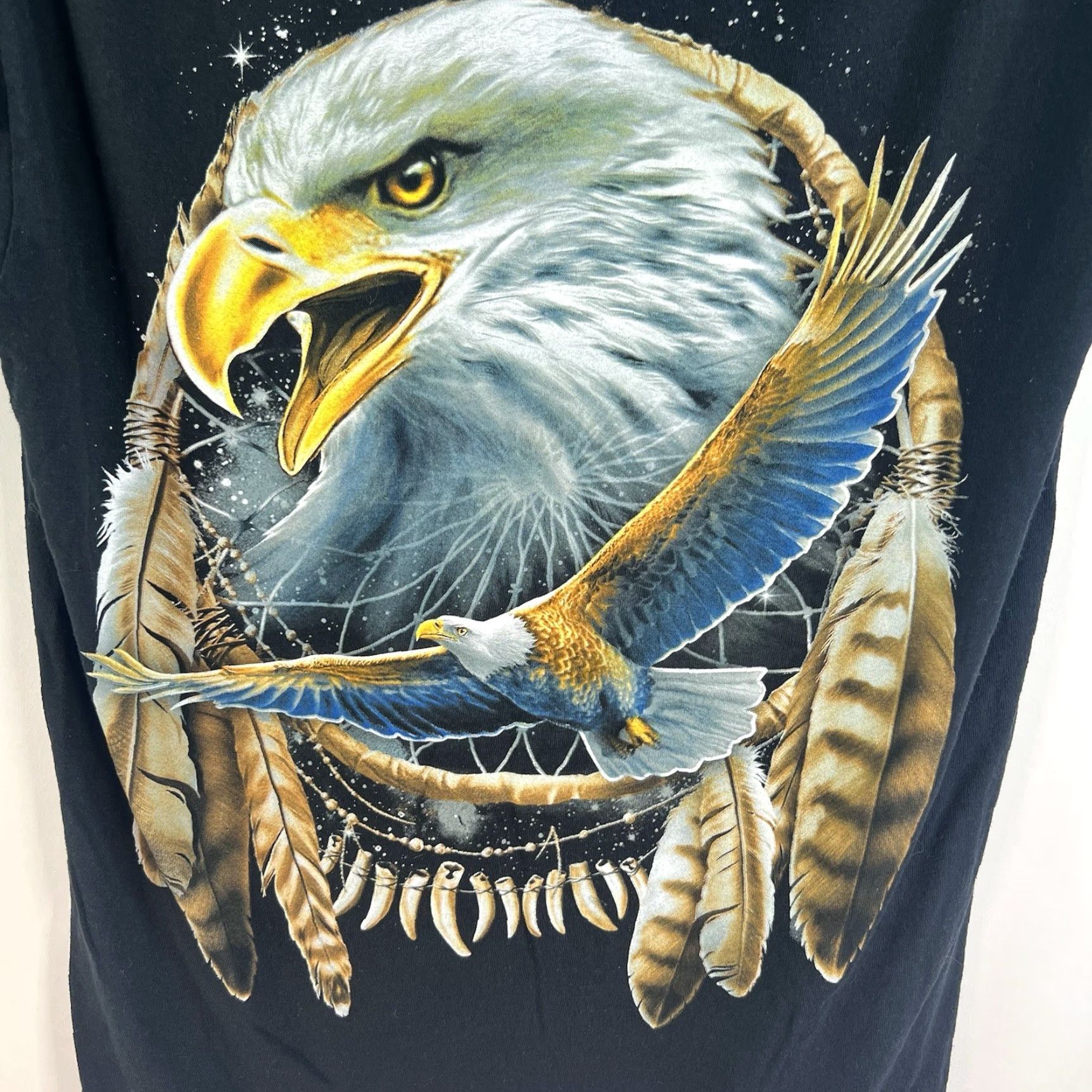 Vintage VINTAGE M & M DOM Bald Eagle Dreamweaver Graphic Print T-Shirt Mens Medium Black All Seasons Size US M / EU 48-50 / 2 - 2 Thumbnail