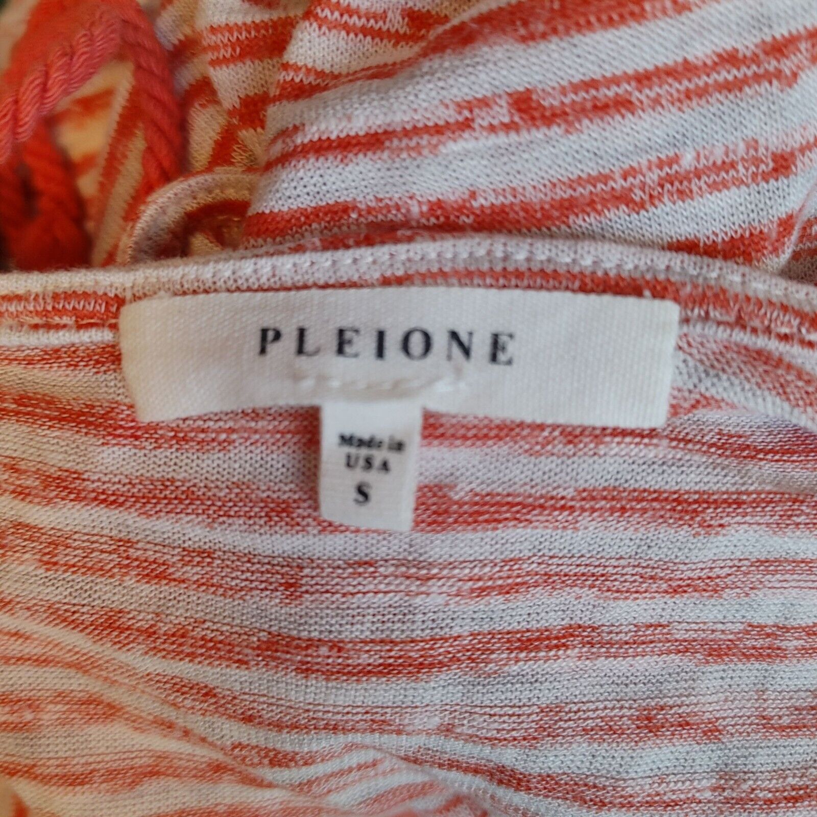 Other Pleione Women's Pink Striped Short Sleeve Slit Tasseled Top Size S / US 4 / IT 40 - 3 Thumbnail