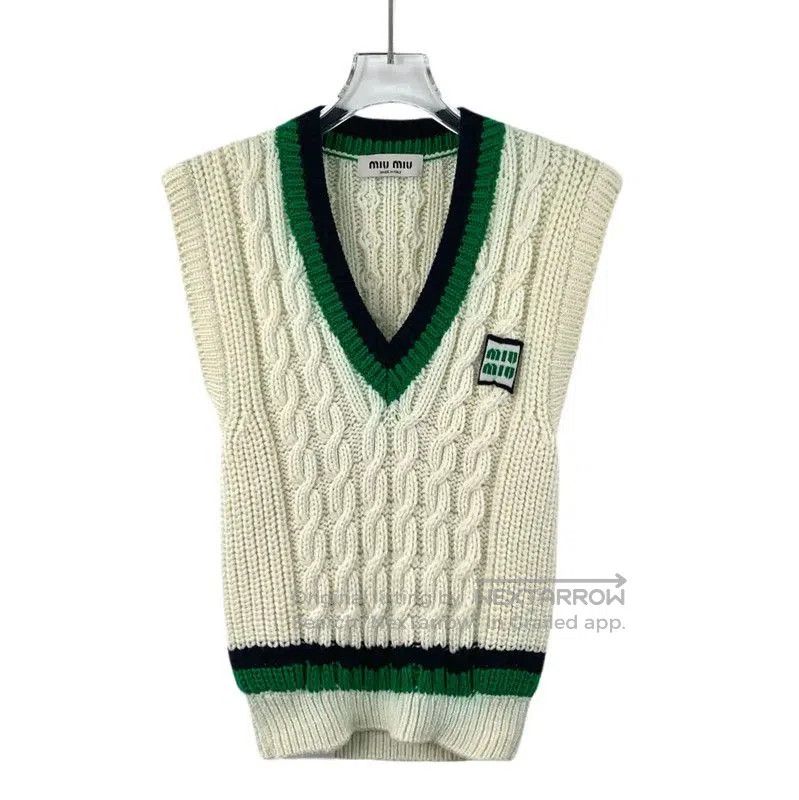 Miu Miu Miu Miu Cream Cable Knit Pullover Vest . Size S / US 4 / IT 40 - 1 Thumbnail
