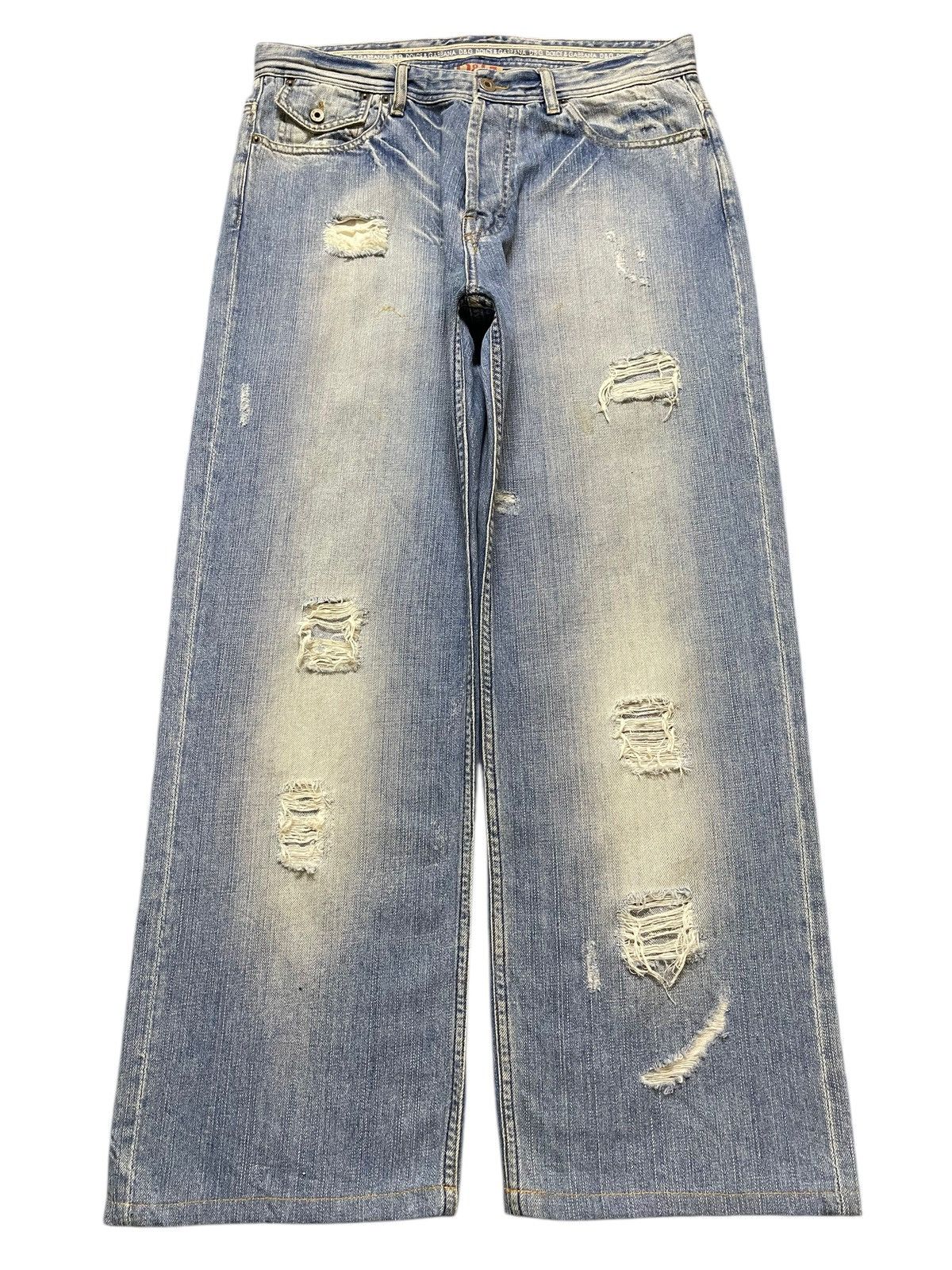 Dolce & Gabbana Vintage Dolce & Gabbana Blue Faded Wash Distressed Baggy Size US 34 / EU 50 - 1 Thumbnail