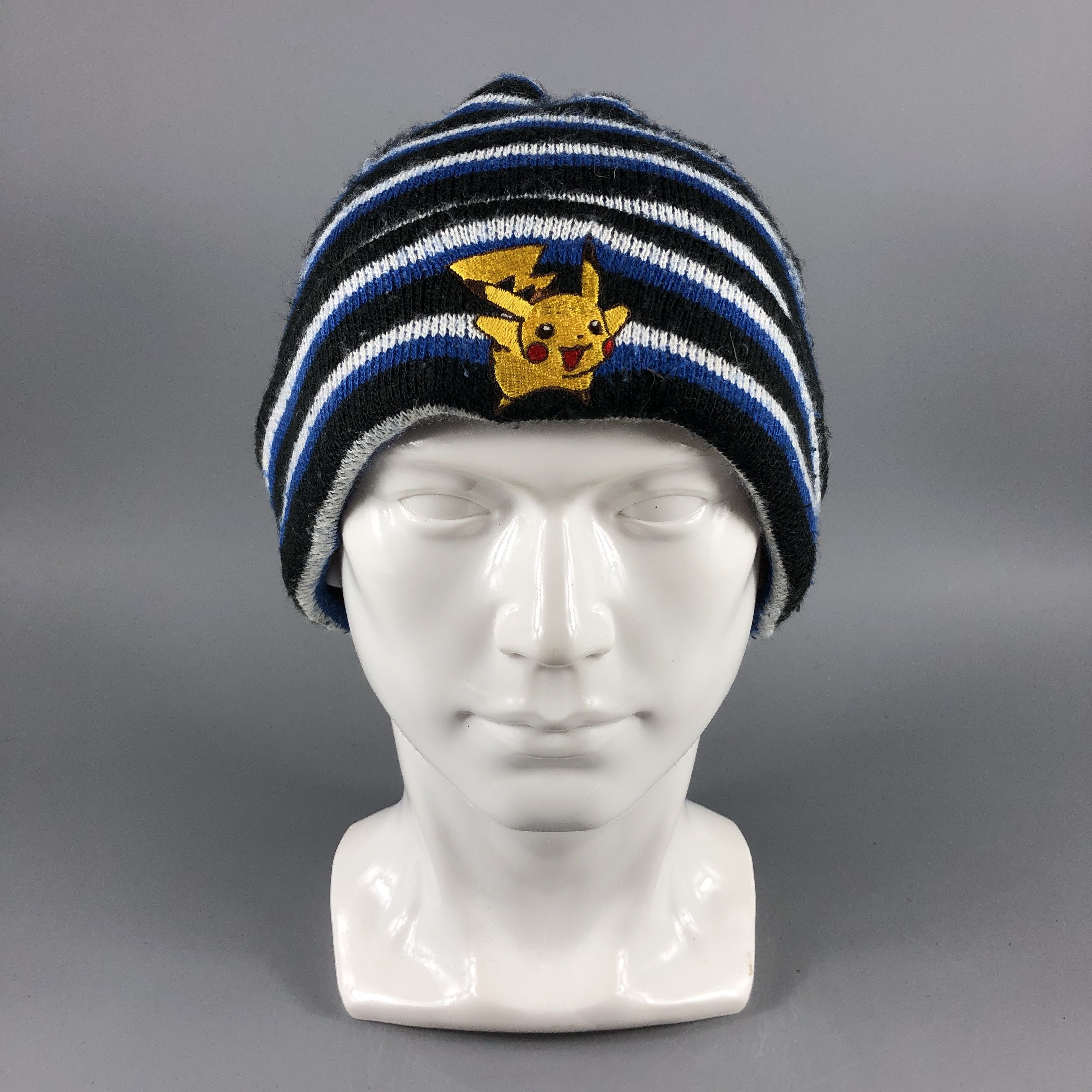 image of Vintage Pokemon Pikachu Stripe Slouchy Beanie Snow Hat Snow Cap B099, Men's