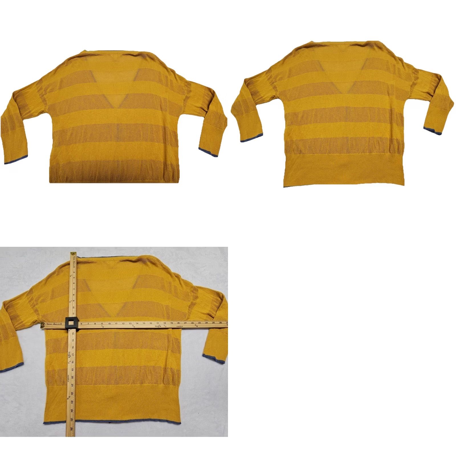 Vintage Matilda Jane Joanna Gaines Mustard Cardigan Womens Large Open Knit Cottagecore Cardigan V-Neck Striped Button Cotton Blend Yellow Knit Sweater Size L / US 10 / IT 46 - 8 Thumbnail