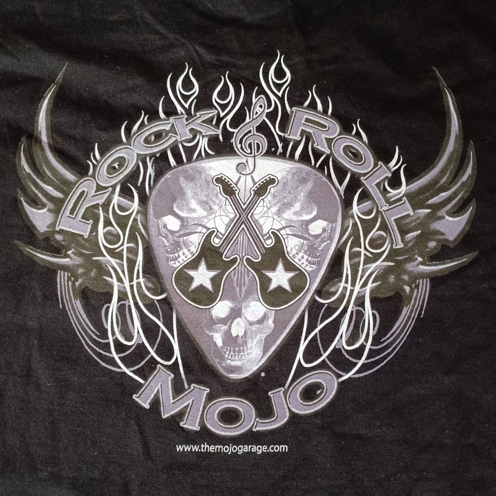 Fruit Of The Loom Rock & Roll Mojo T Shirt Mens XL Black Skull Guitars Bikers Garage Deadstock Fruit of the Loom Shirt Adults XL Black Skull Rockabilly Logo Tee Size US XL / EU 56 / 4 - 2 Thumbnail