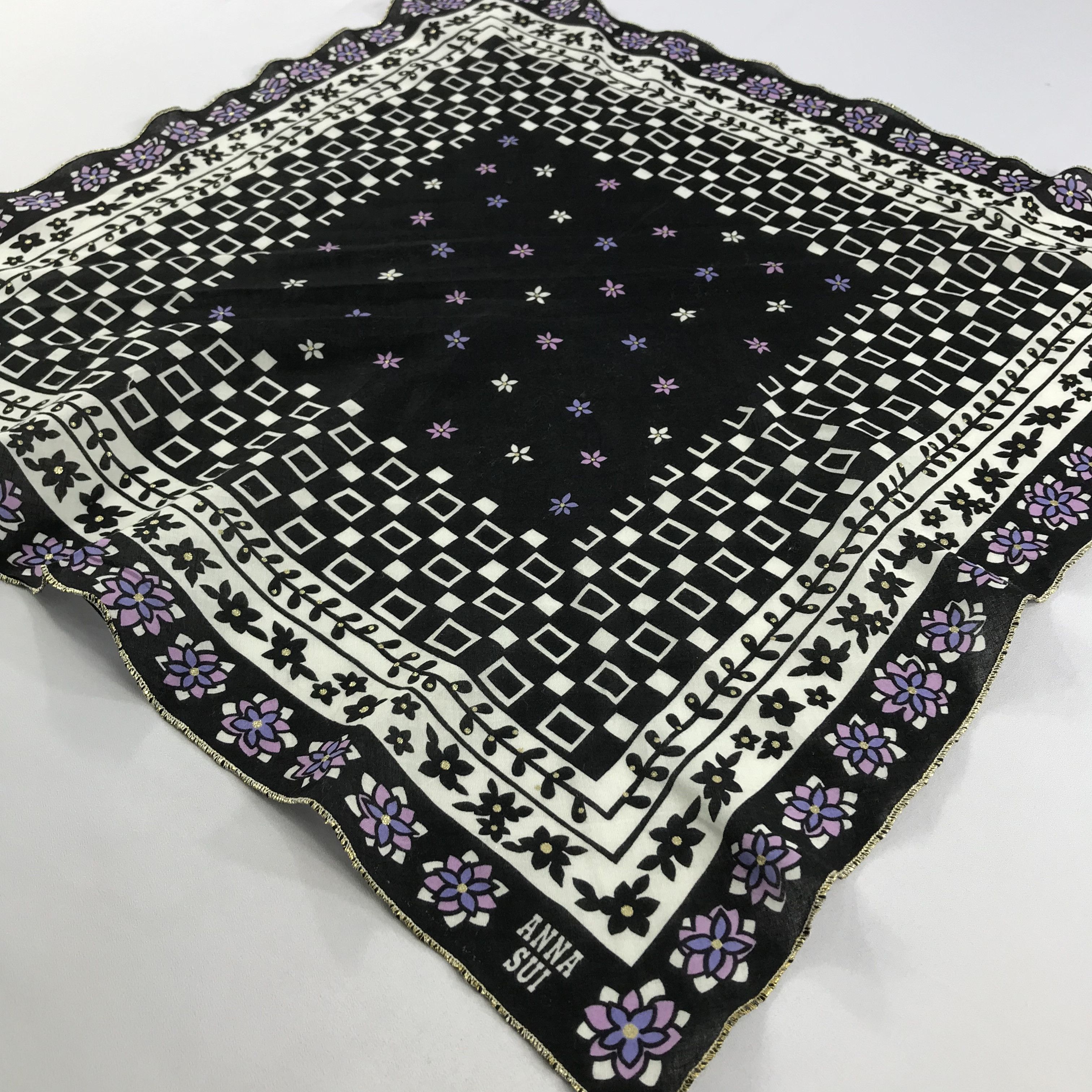 Anna Sui × Vintage Anna Sui Bandana / Handkerchief / Neckerchief - S2671 Size ONE SIZE - 2 Thumbnail