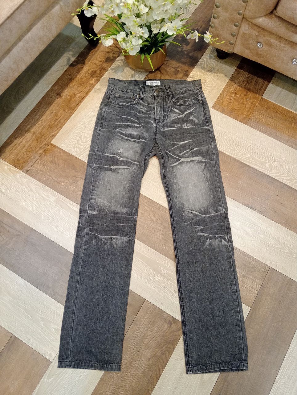 If Six Was Nine JAPANESE LOWBOX DISTRESSED LOOK JEANS - BLACK Size US 30 / EU 46 - 1 Thumbnail