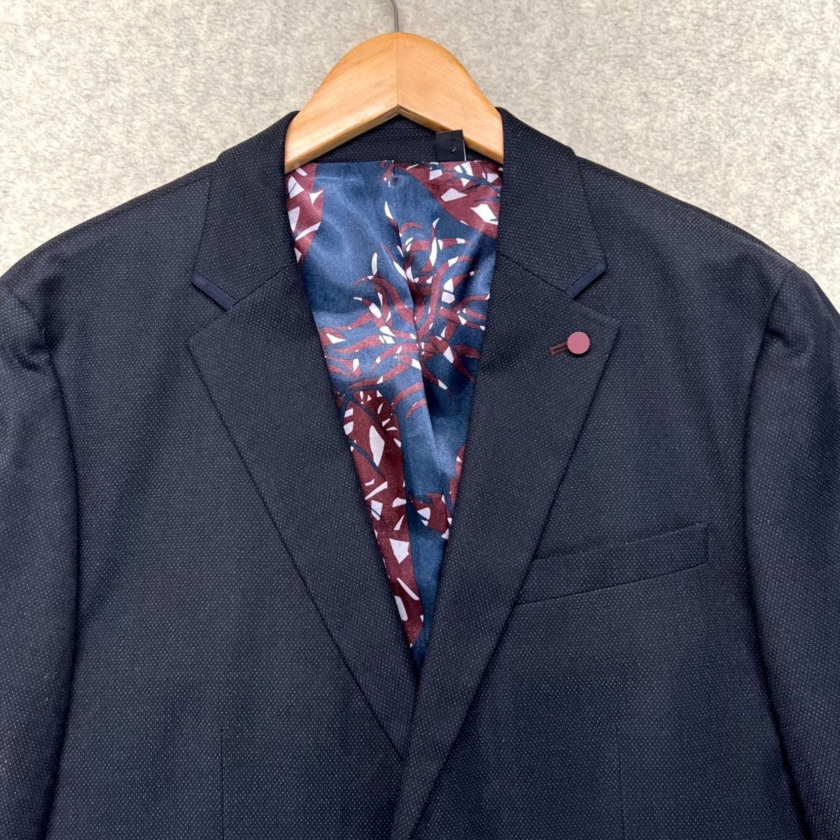 Ted Baker NWT Ted Baker Mens Blazer L Navy Blue Solid Classic Single Breasted Two-Button Tuxedo Size 42R - 3 Thumbnail