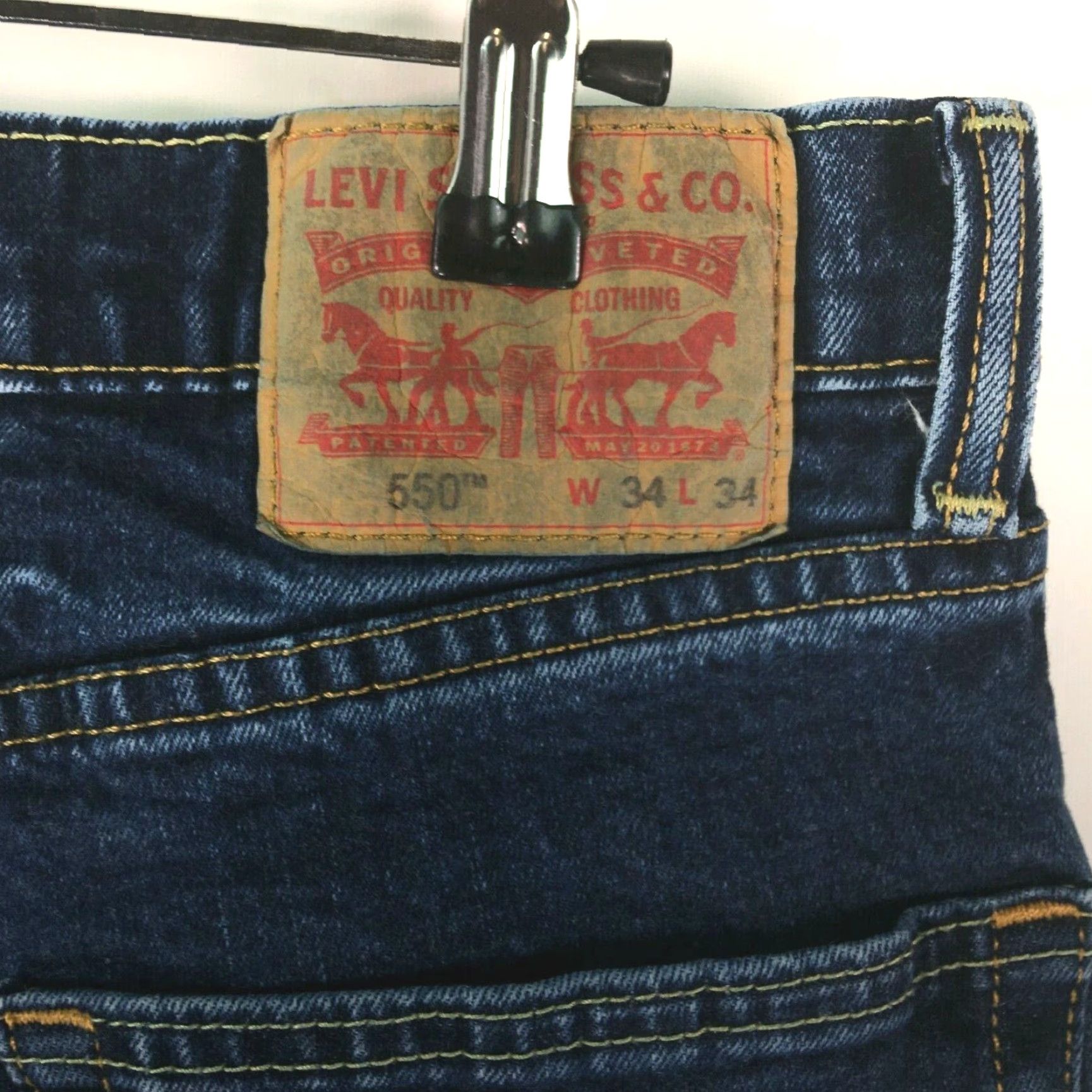 CO Levi Strauss Mens Jeans Denim 34X34 Straight Regular Blue 5-Pocket Zipper Button 32 Inseam Size US 34 / EU 50 - 3 Thumbnail
