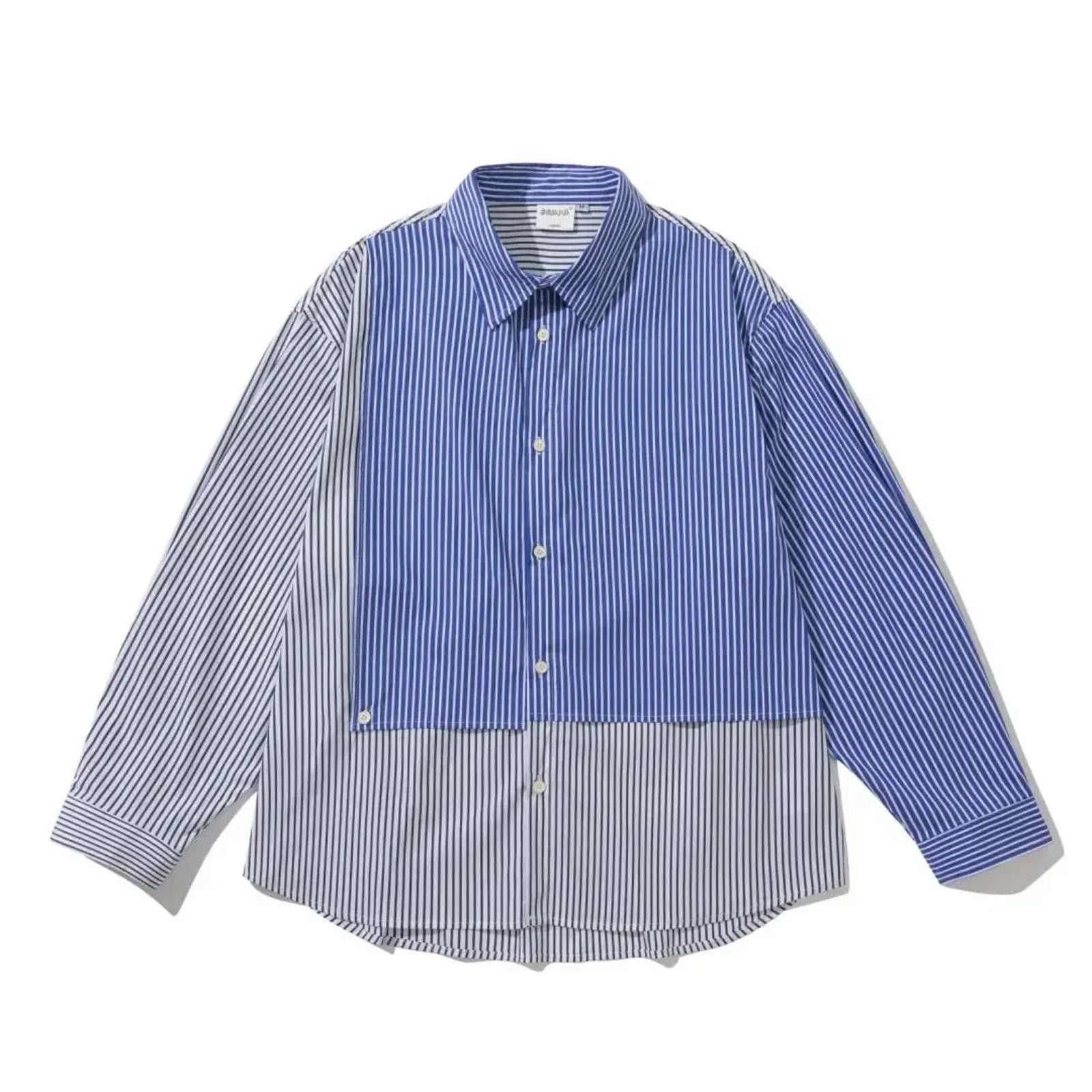 Other Spliced Stripe Patchhwork Long Sleeve Shirt Size US M / EU 48-50 / 2 - 7 Thumbnail