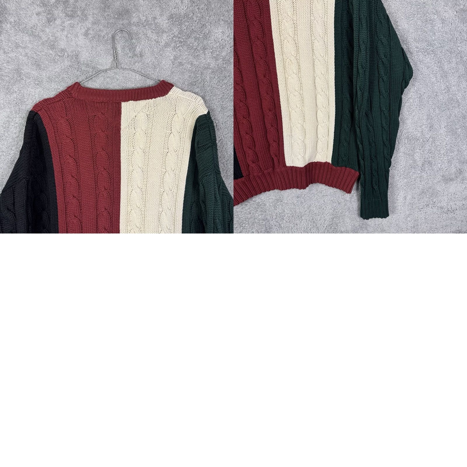 Tommy Hilfiger Vtg Tommy Hilfiger Cable Knit Sweater Mens XL Crest Rugby Stripe Pullover Knit Size US XL / EU 56 / 4 - 9 Thumbnail
