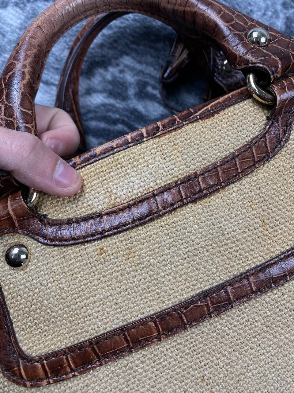 Celine Celine Linen Handbag Women Beige Size ONE SIZE - 10 Thumbnail