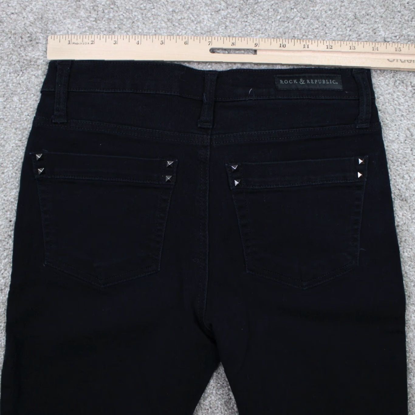 Vintage Rock & Republic Kendall Jeans Womens 6 Black Cropped Capri Stretch 24" inseam Size 28" / US 6 / IT 42 - 7 Thumbnail