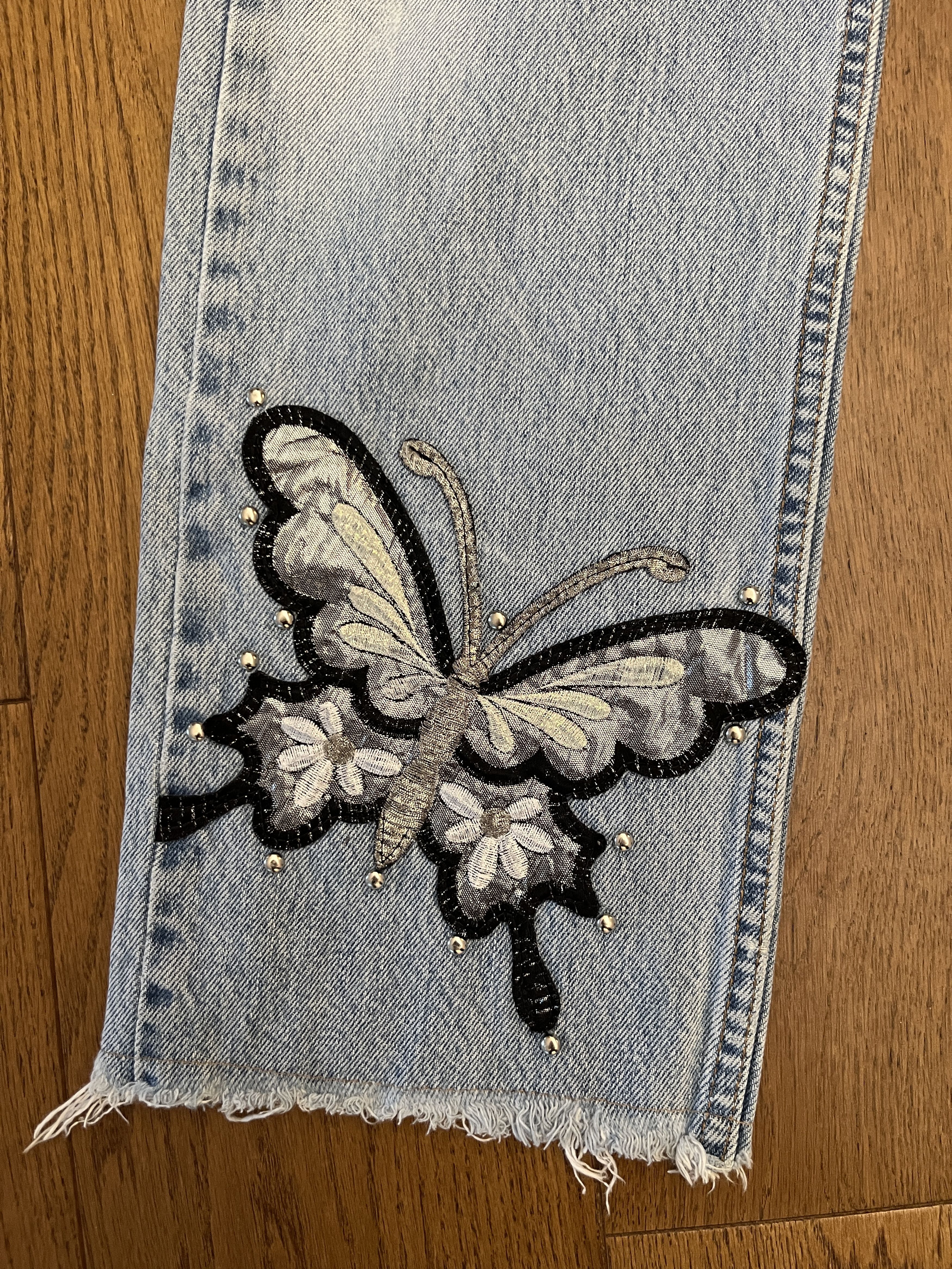 Levi's Vintage Clothing Vtg 90s Levis 505 Custom Butterfly Rhinestone Jeans 32x30 Size 30" / US 8 / IT 44 - 2 Thumbnail