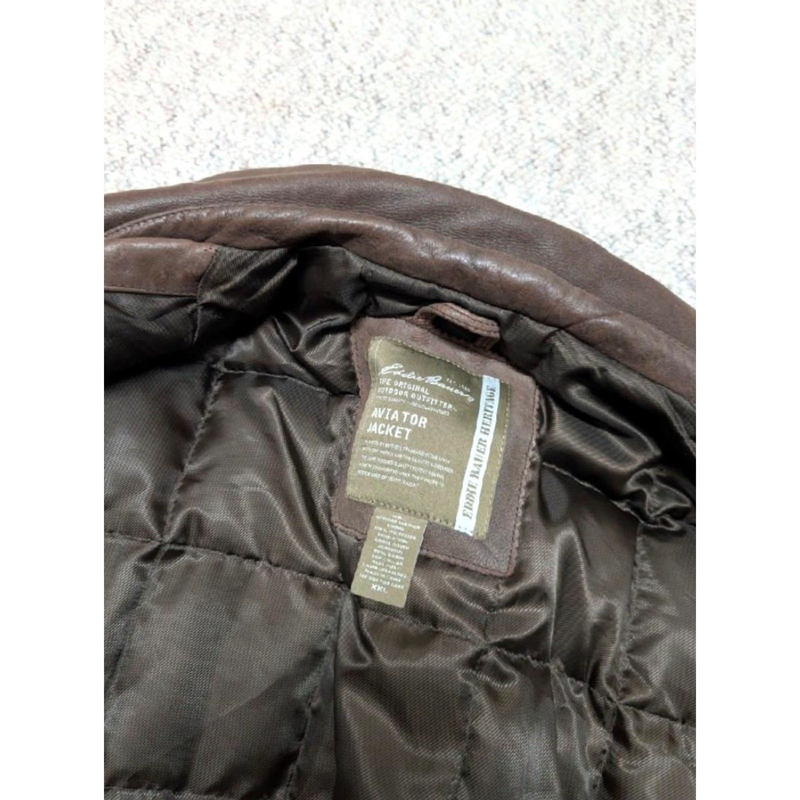 Eddie Bauer VINTAGE Eddie Bauer bomber jacket 2XL Goose Down Leather Bomber Mens Tall/Long Loose/Relaxed Brown 52-54 Aviator Heritage 90s Aviation Size US XXL / EU 58 / 5 - 5 Thumbnail