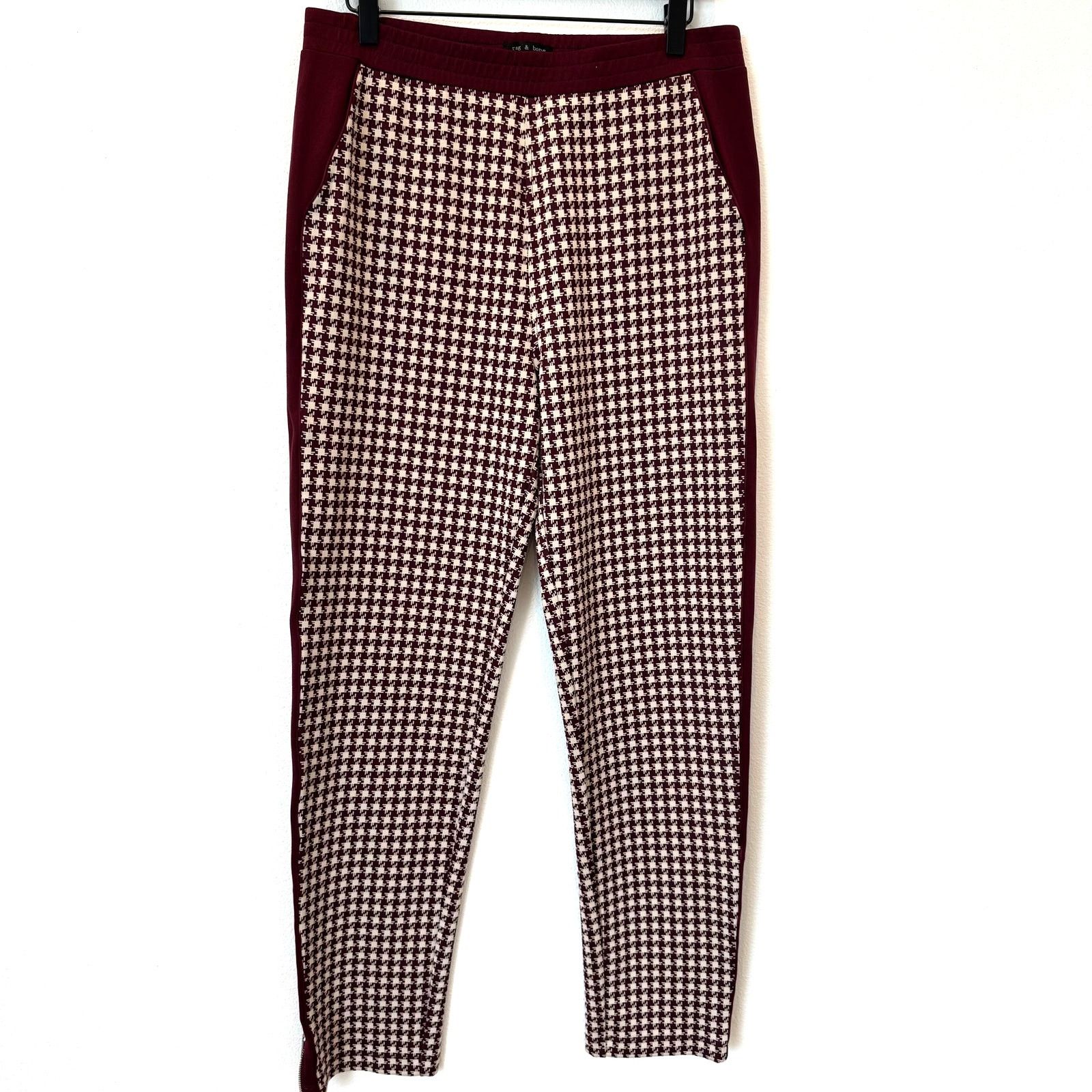 Rag & Bone Rag & Bone Mari Houndstooth Maroon Knit Track Pants - Medium Size 30" / US 8 / IT 44 - 1 Thumbnail