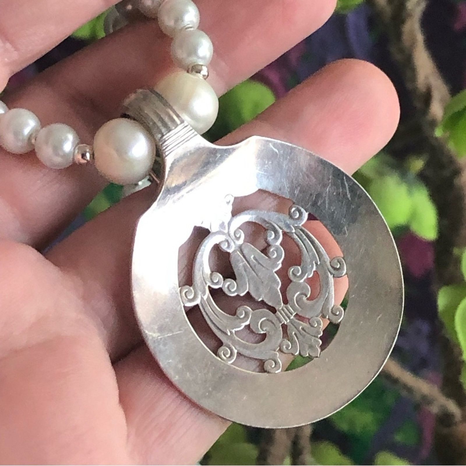 Handmade Handcrafted repurpose vintage Oneida bon bon Pearl necklace Size ONE SIZE - 2 Thumbnail