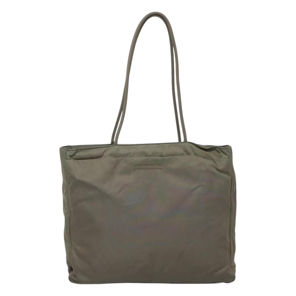 Prada Shopping Khaki Synthetic Tote Bag (Pre-Owned) in Beige, Women's