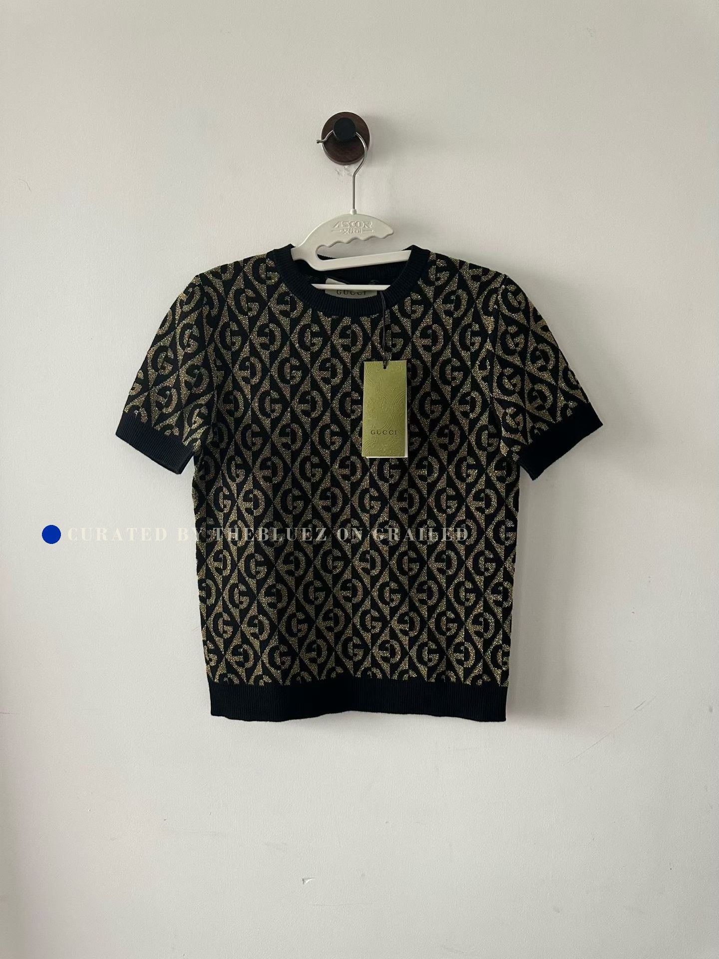 Gucci Gucci Black Gold All-Over Print Knit Tee Size XXS / US 00 / IT 34 - 1 Thumbnail