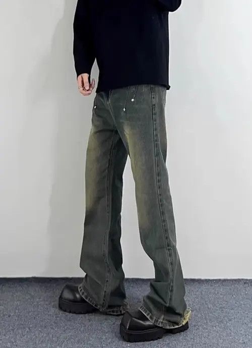 Japanese Brand × Jean Vintage distressed studded wide-leg jeans Size US 32 / EU 48 - 2 Thumbnail