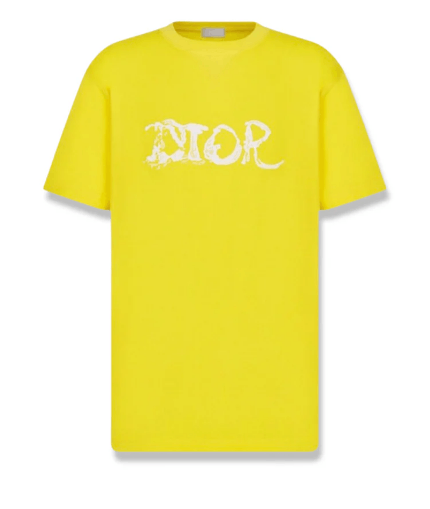 Image of Dior X Peter Doig Embroidered Logo Tee in Yellow, Men's (Size Small)