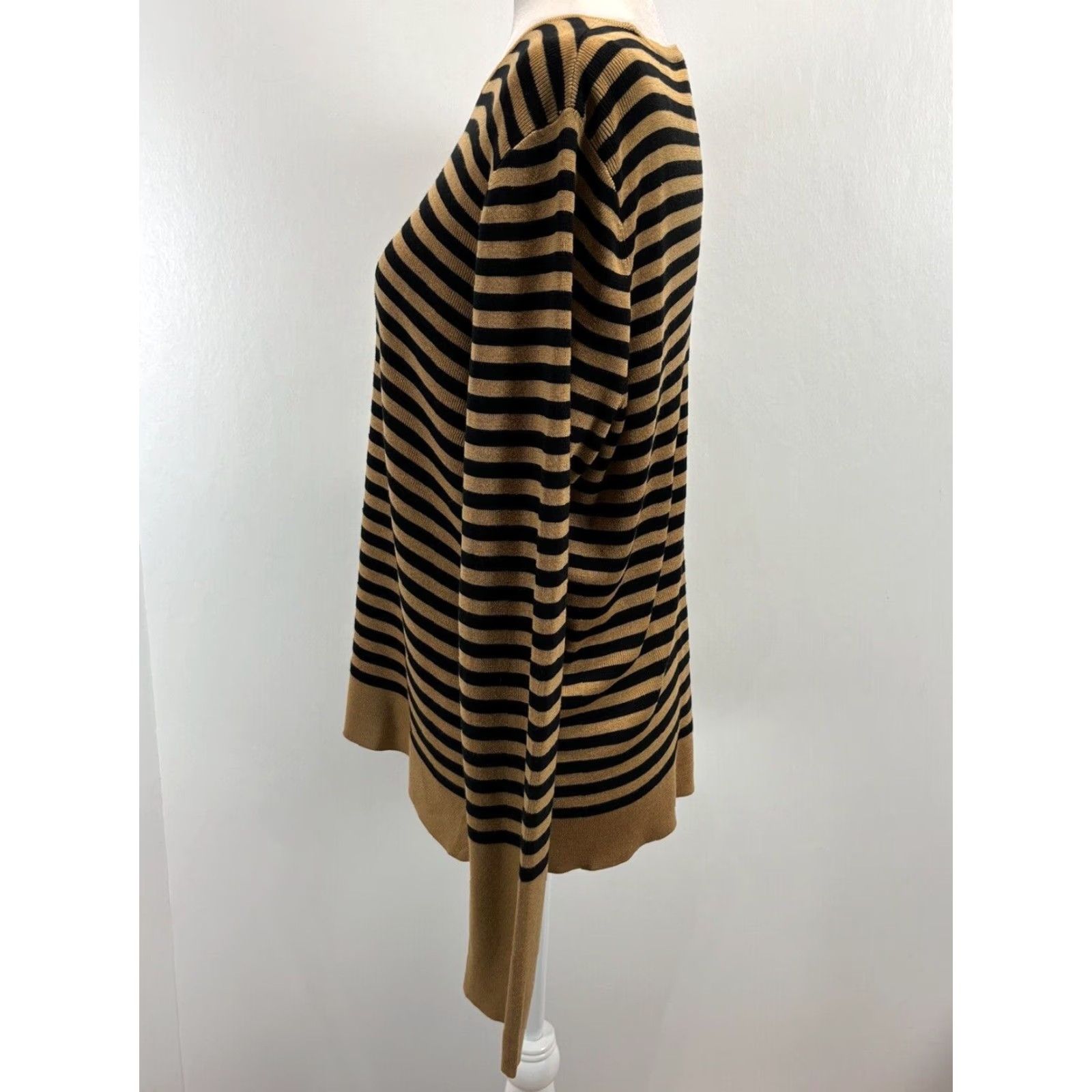 Eileen Fisher VINTAGE Eileen Fisher Knit Sweater Shirt Women’s Large Striped Silk Blend Black Brown Classic Lagenlook Size L / US 10 / IT 46 - 2 Thumbnail