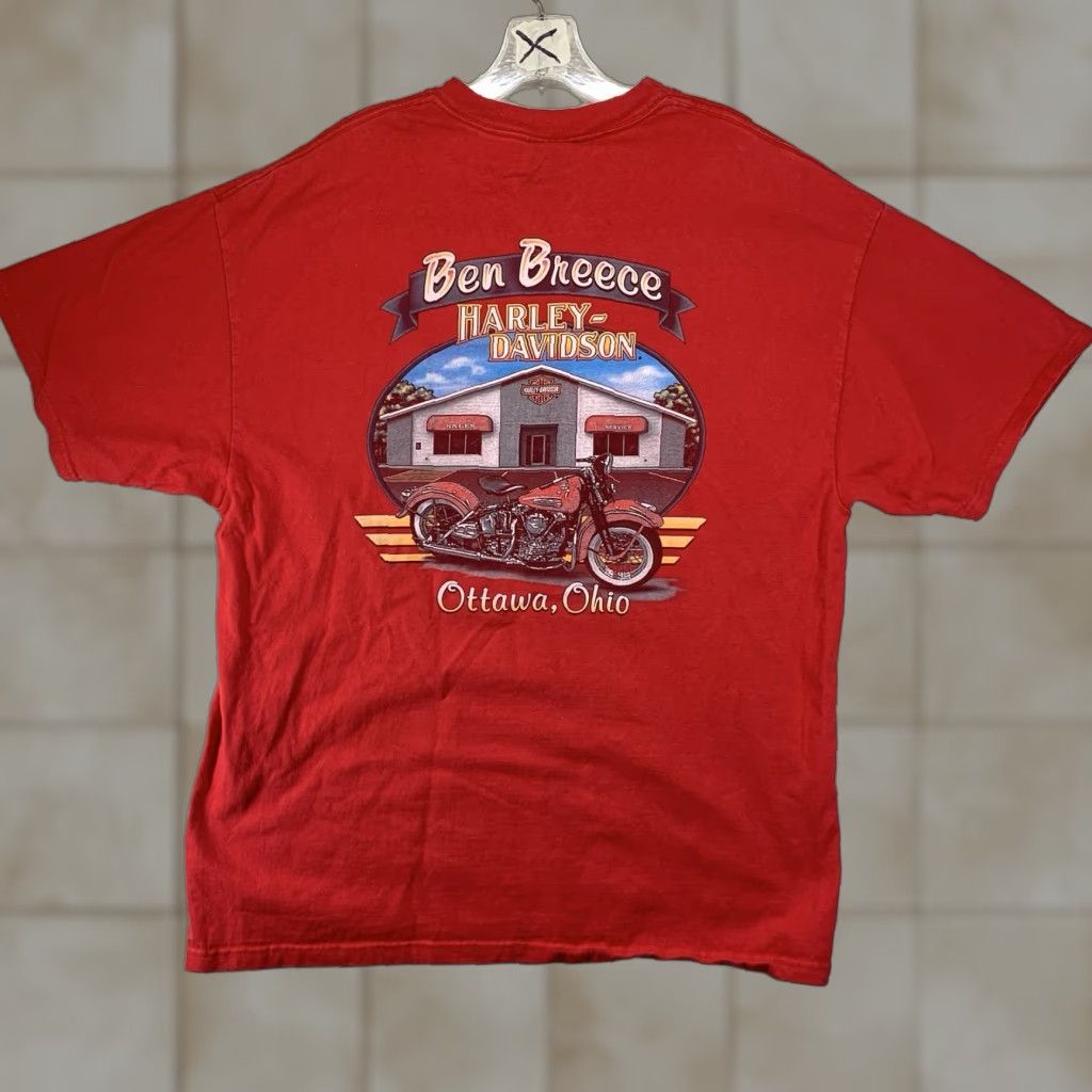 Hanes Vintage Harley Davidson T-Shirt Men XL Red 90s Motorcycle Biker Graphic Crew Neck Double-Sided Heavyweight Size US XL / EU 56 / 4 - 1 Thumbnail