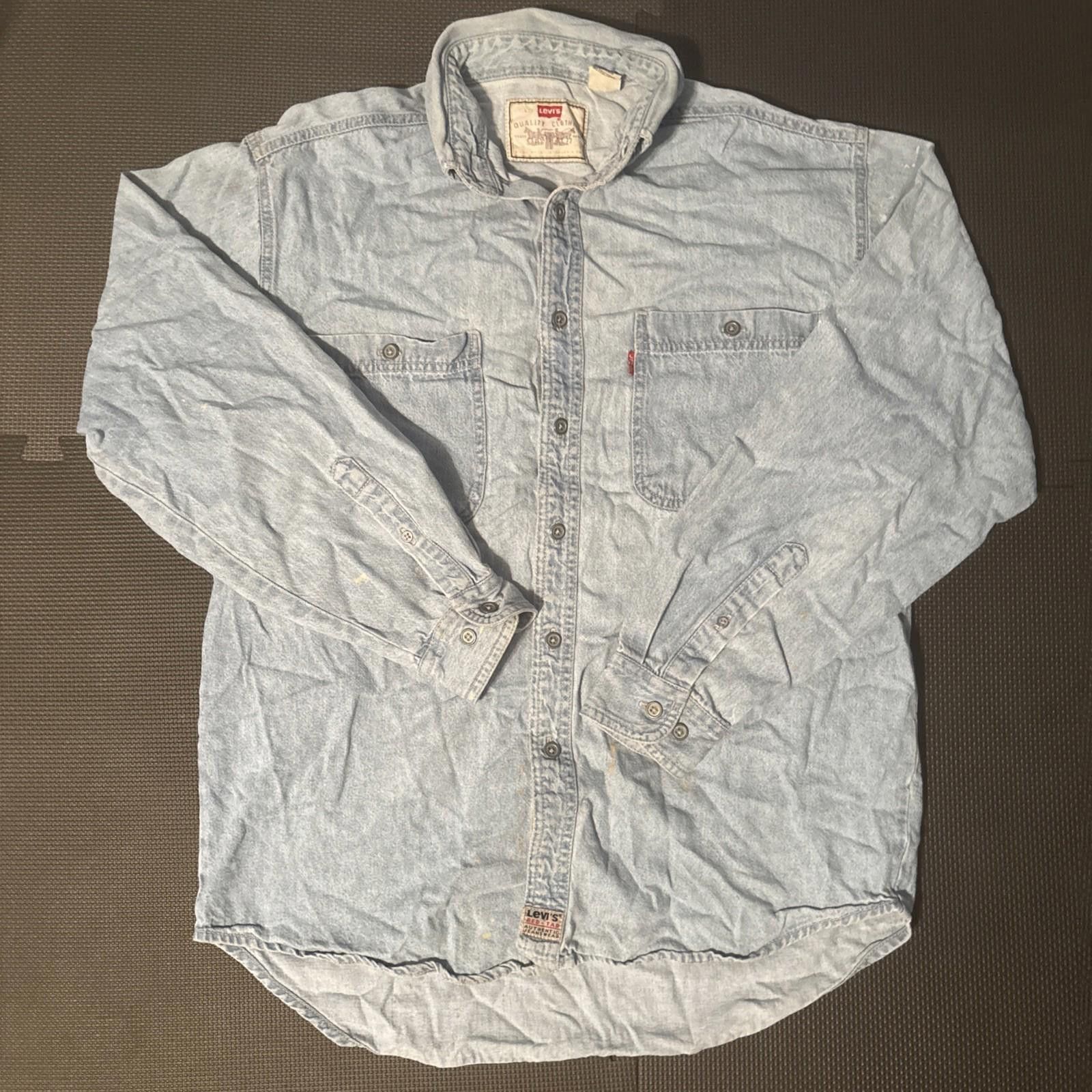Levi's Levis Denim Jean Shirt Blue Long Sleeve Button Up Camp Men M Size US M / EU 48-50 / 2 - 1 Thumbnail
