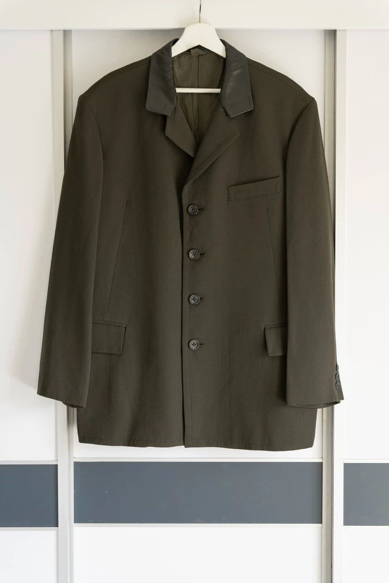 Yohji Yamamoto Yohji Yamamoto size m 91aw 6.1 Sheepskin Collar Dark Green Size 36R - 1 Thumbnail