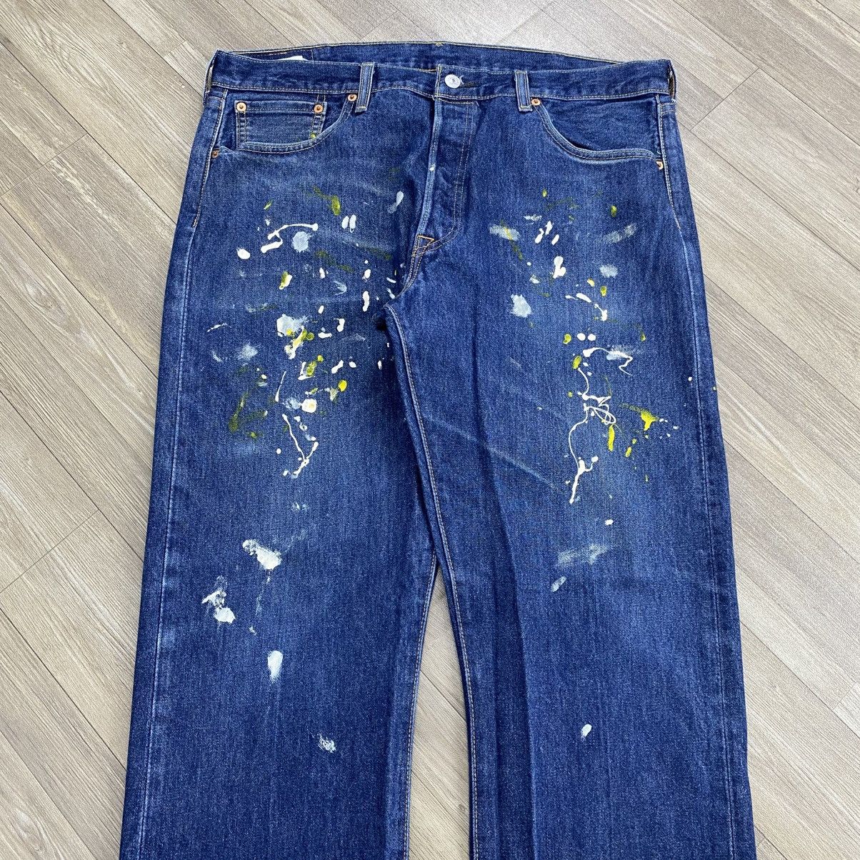 Levi's Vintage Clothing 2000s Vintage Levis 501 Painted 38x34 Blue Jeans Size US 38 / EU 54 - 2 Thumbnail