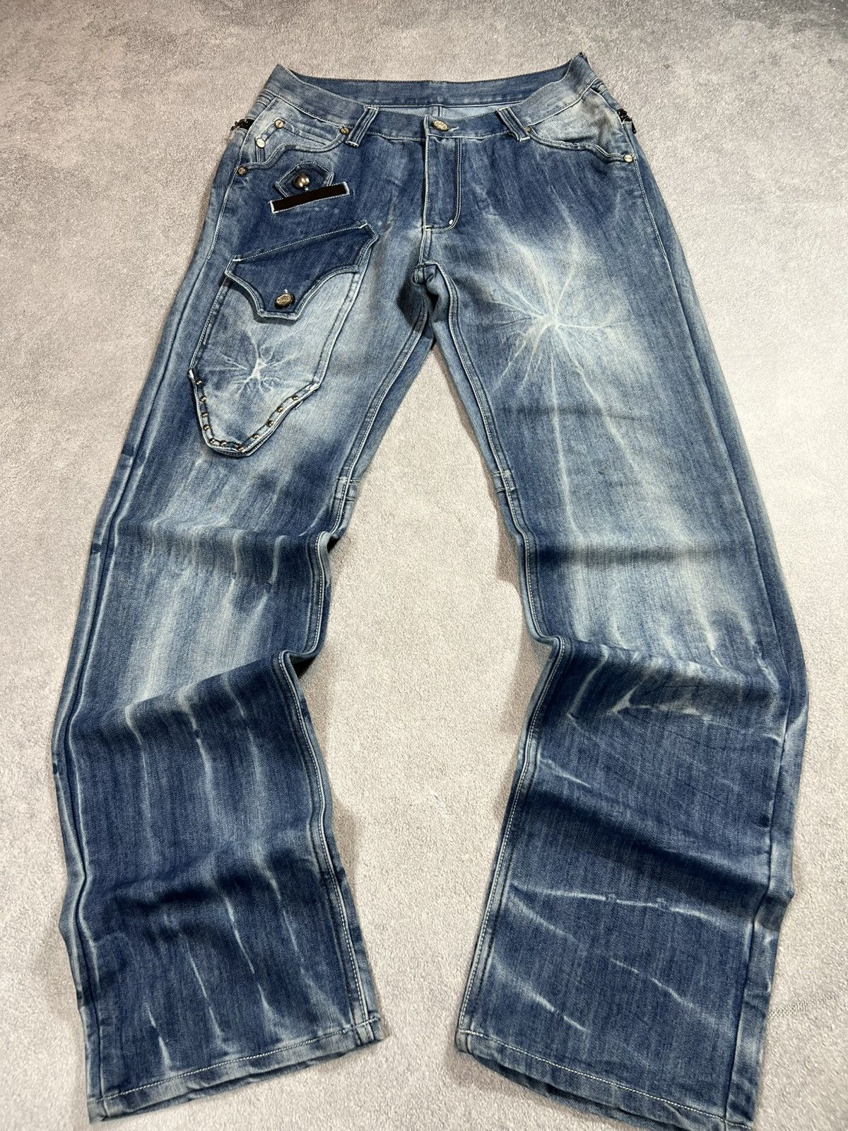 Japanese Brand VTG Sexy Rick Owens Style Diesel Japanese Washed Baggy Jeans Size US 31 - 6 Thumbnail