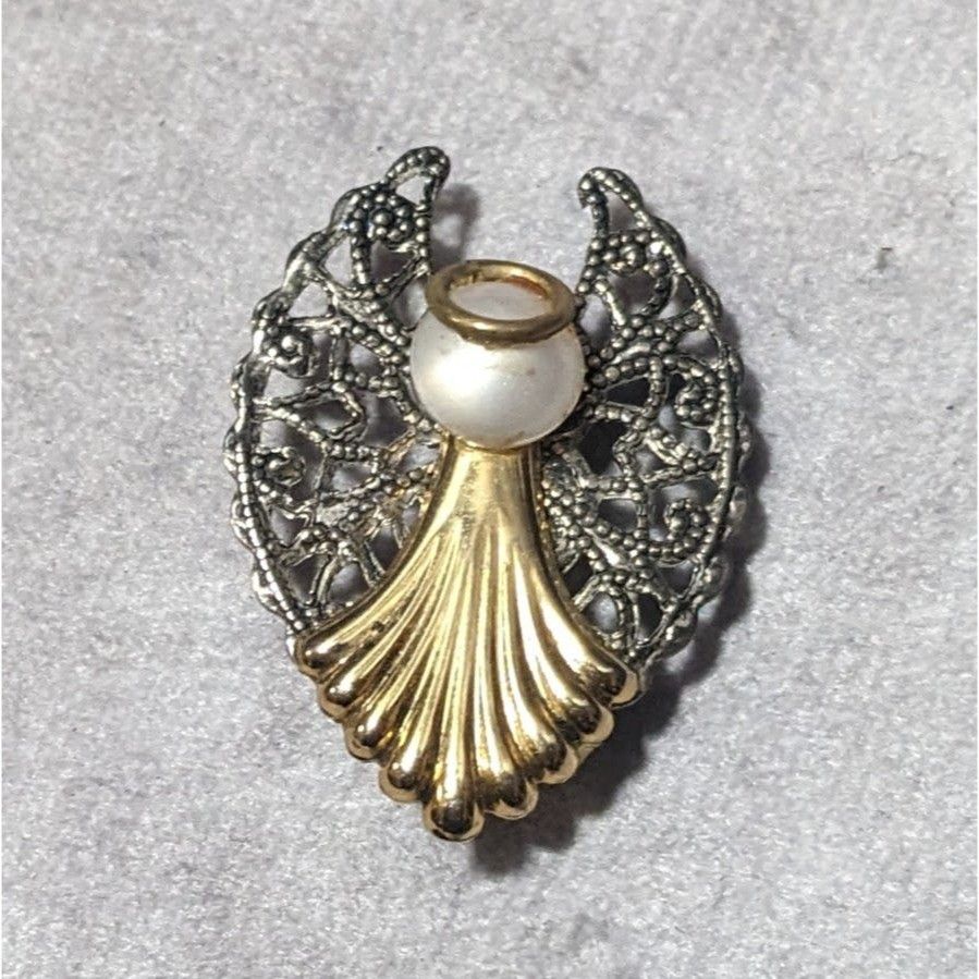 Other Vintage Metallic Layered Guardian Angel Brooch Size ONE SIZE - 4 Thumbnail