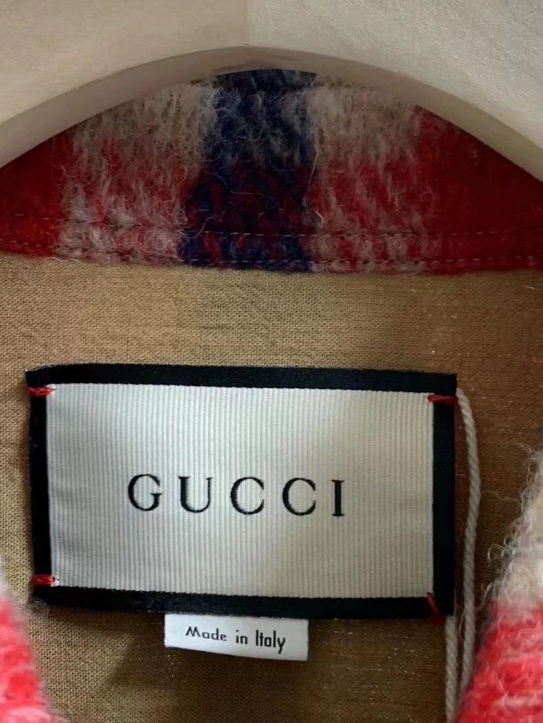 Gucci Gucci Wool plaid mushroom embroidered shirt jacket 2501-Nex Size US L / EU 52-54 / 3 - 4 Thumbnail