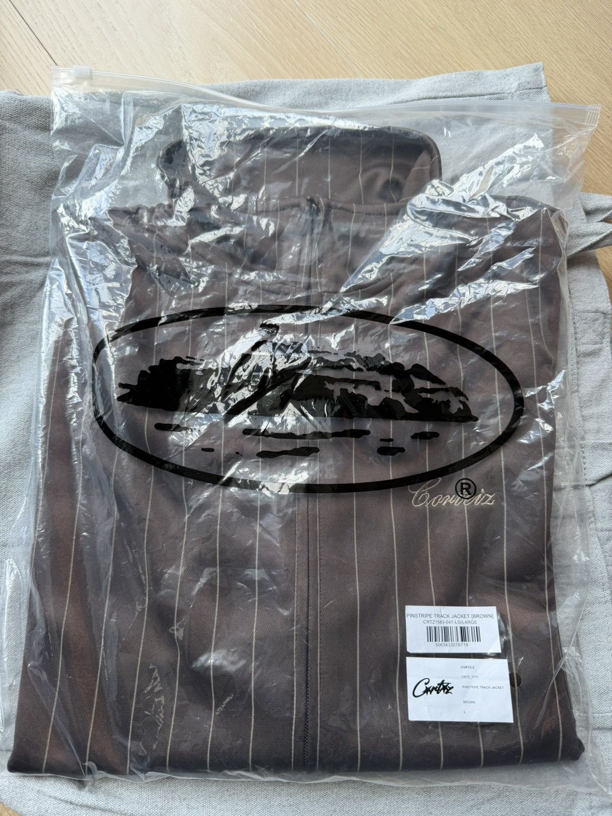 Corteiz Corteiz Pinstripe Track Jacket (Large/Brown) Size US L / EU 52-54 / 3 - 2 Thumbnail
