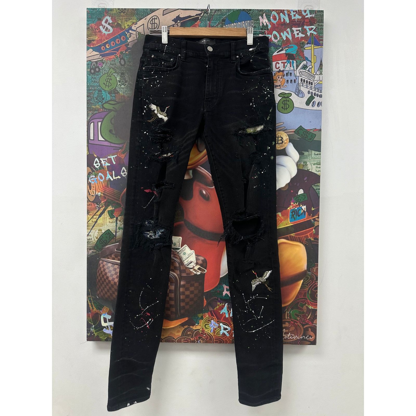 Amiri Amiri Jeans Swan Patch Black Used 30 Size US 30 / EU 46 - 1 Thumbnail