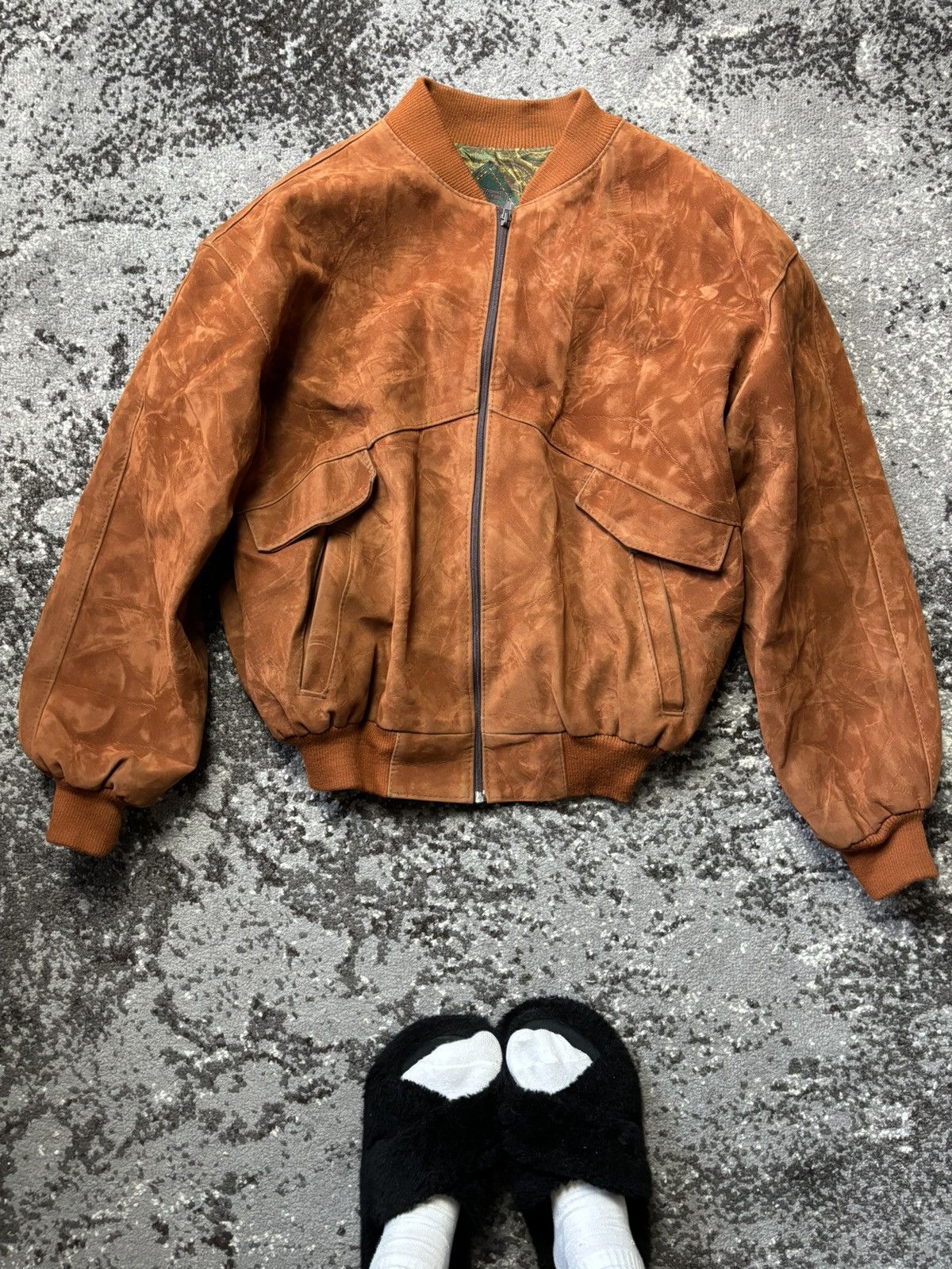 Japanese Brand × Vintage Vintage y2k Suede Bomber Jacket Brown Size L / US 10 / IT 46 - 1 Thumbnail