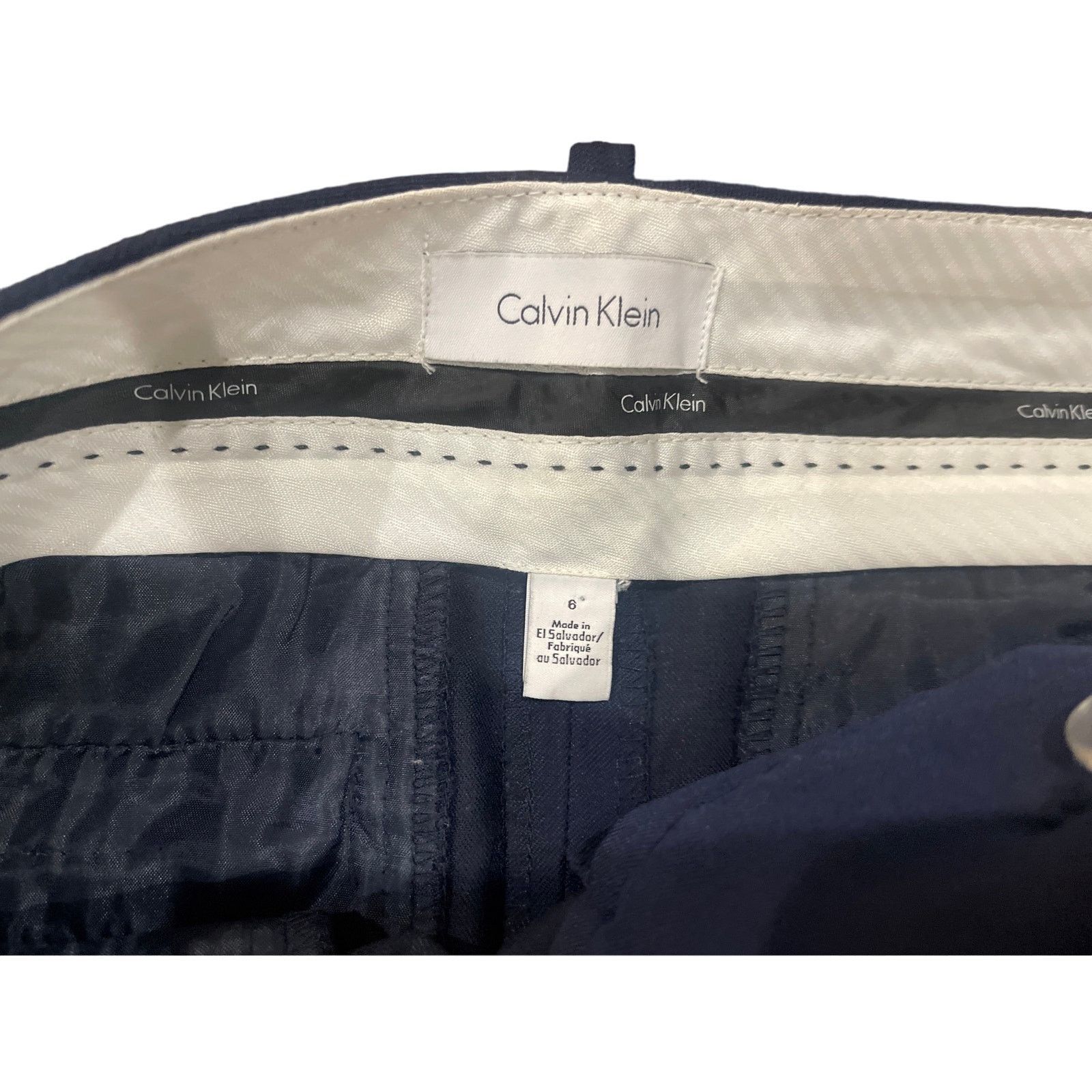 Calvin Klein Navy Blue Women's Slacks Pants Trousers Straight Leg Size 6 Size 28" / US 6 / IT 42 - 2 Thumbnail