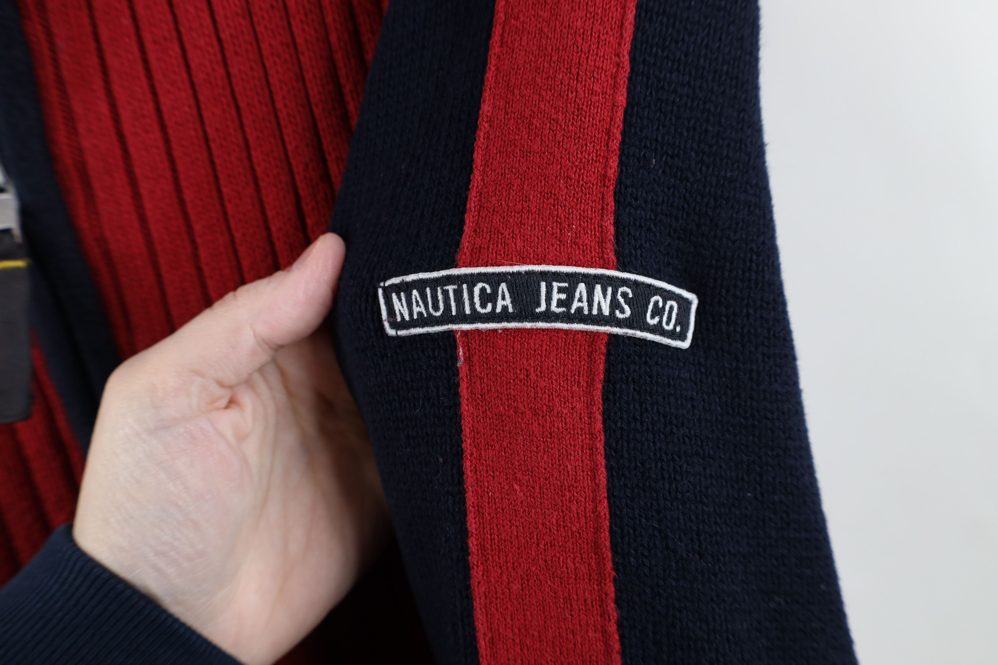 Nautica × Vintage Vintage 90s Nautica Ribbed Half Zip Pullover Sweater Red Size US XL / EU 56 / 4 - 4 Thumbnail
