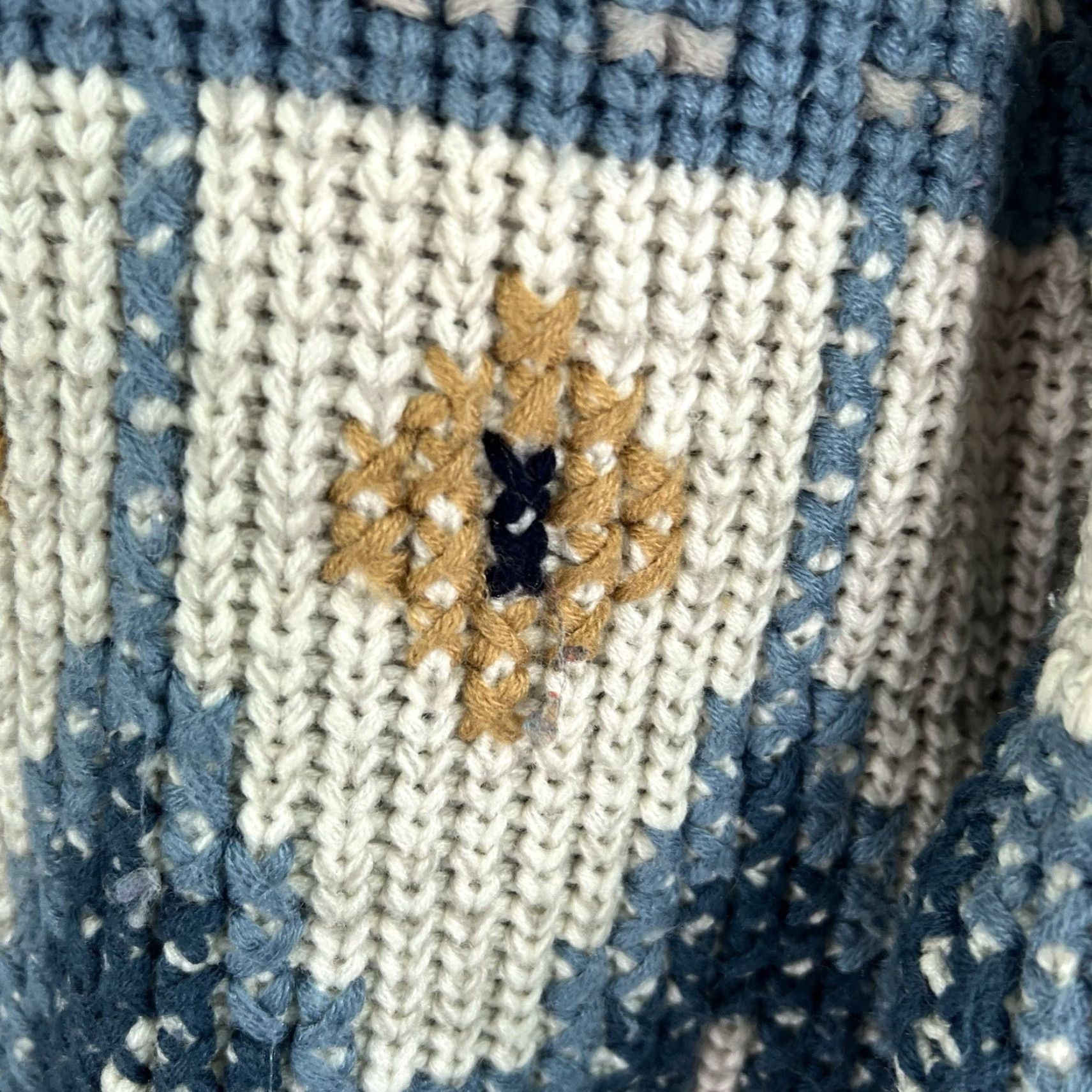 Vintage VINTAGE Le Chevron Acrylic Sweater Mens Size S Crew Neck Fair Isle Geometric Blue 80s 90s Bohemian Size US S / EU 44-46 / 1 - 3 Thumbnail