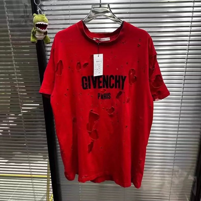 Givenchy Givenchy New Red Big Hole Short Sleeve Size US S / EU 44-46 / 1 - 1 Thumbnail