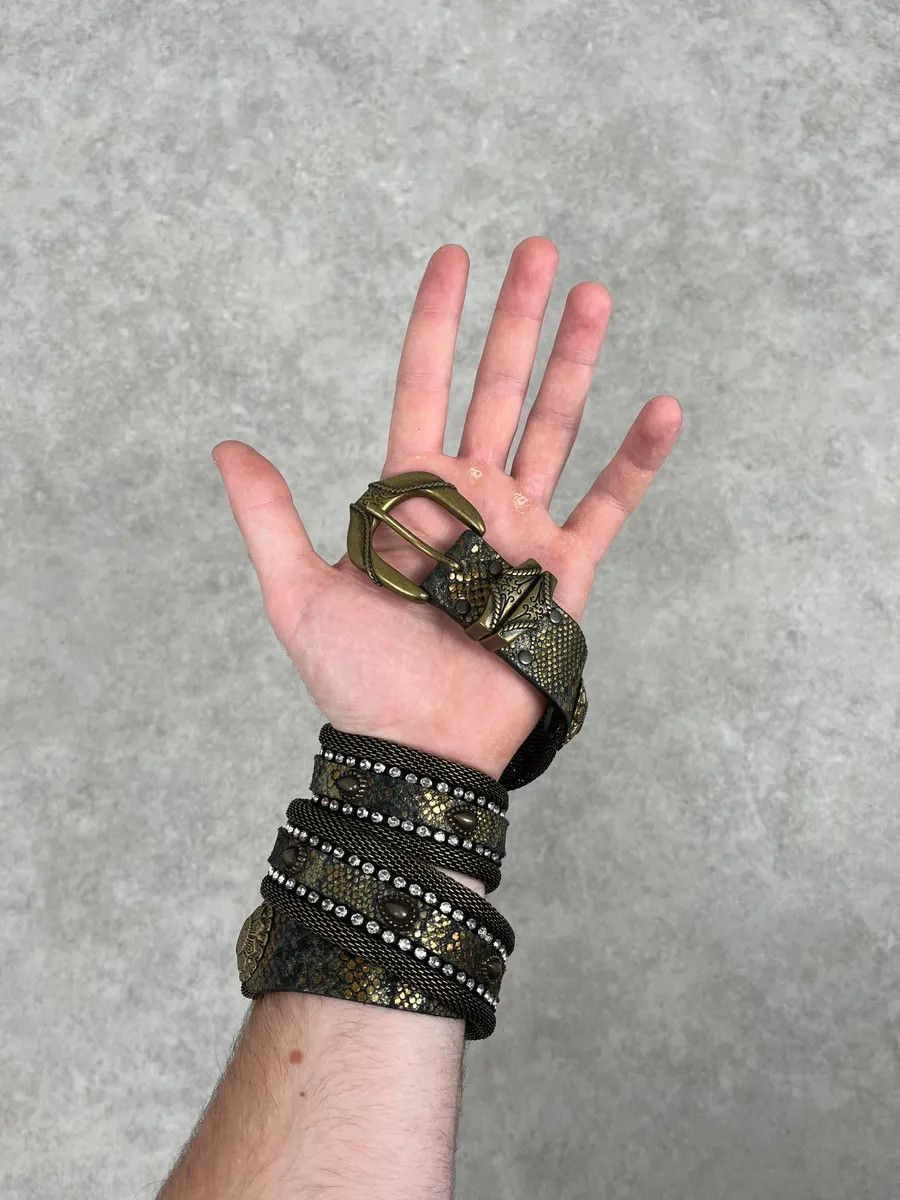 Vintage 2000s Nanni Embellished Metal Python Effect Leather Belt Size ONE SIZE - 2 Thumbnail