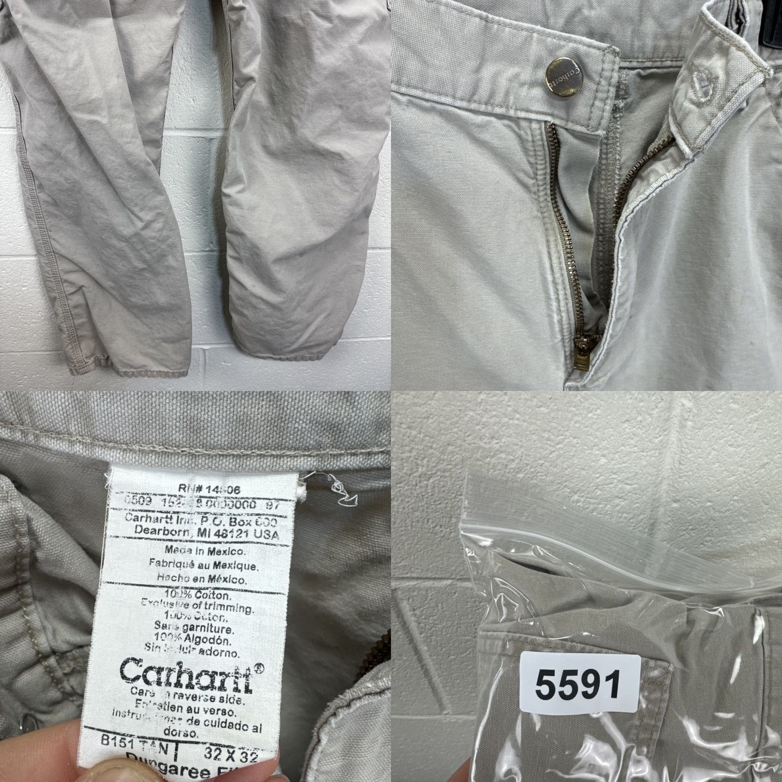 Carhartt VINTAGE Carhartt Pants Mens 32x32 Carpenter Tan Canvas Loose Fit 90s Retro Distressed Front Zip Button Pockets CT Carhartt B151 Mens pants Size US 32 / EU 48 - 10 Thumbnail