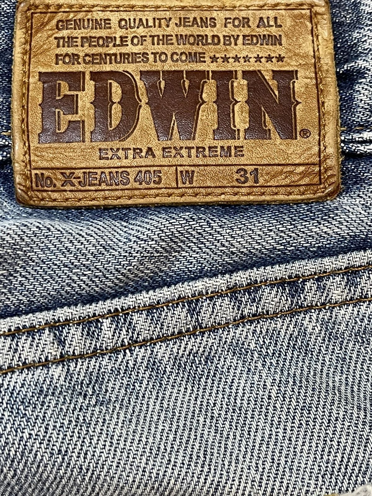 Edwin Vintage Edwin 405 Blue Wash Faded Distressed Baggy Jeans Size US 31 - 9 Thumbnail