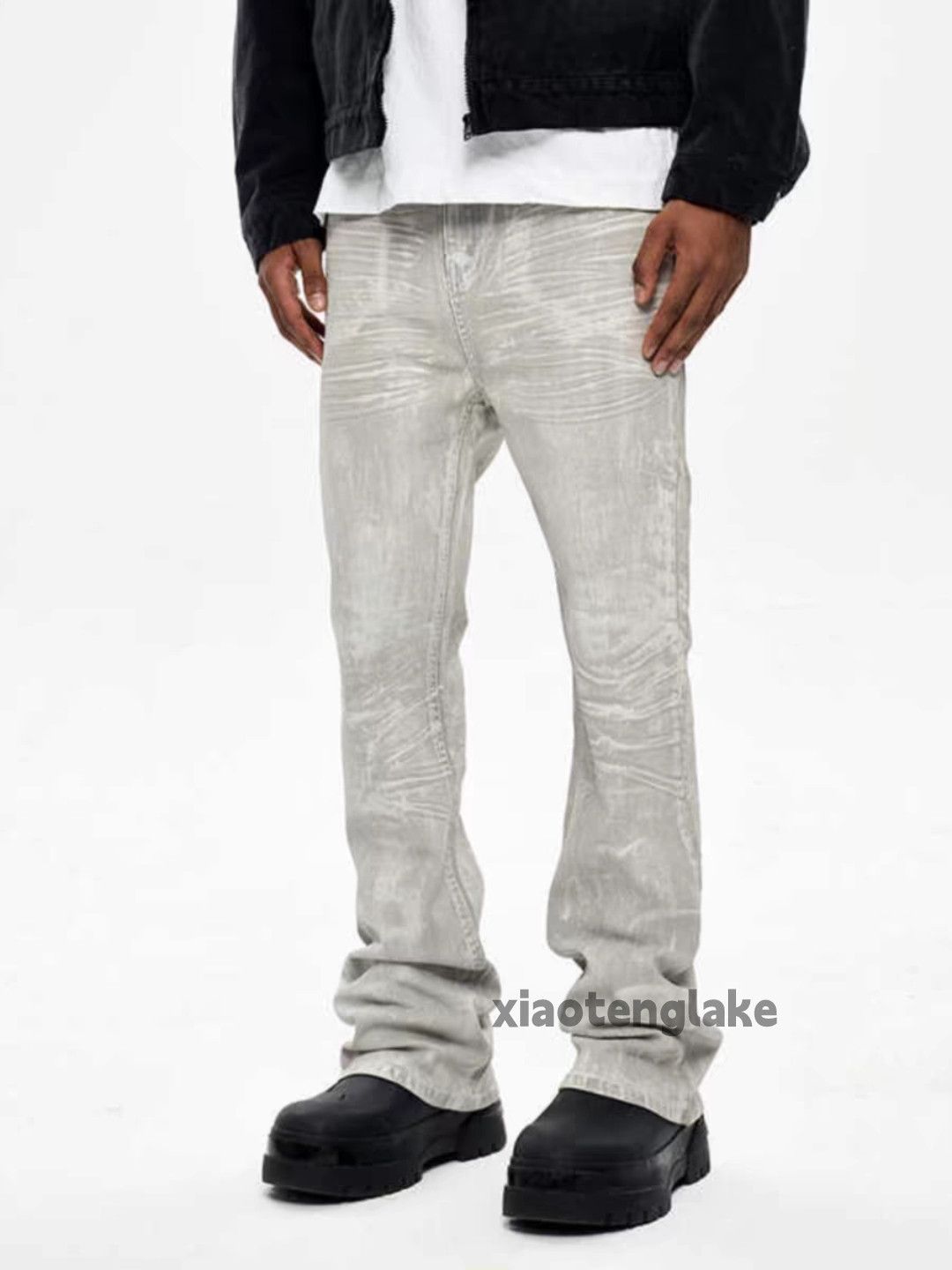 Jean × Vintage washed faded utility punk grunge stain paint flared jeans Size US 34 / EU 50 - 3 Thumbnail